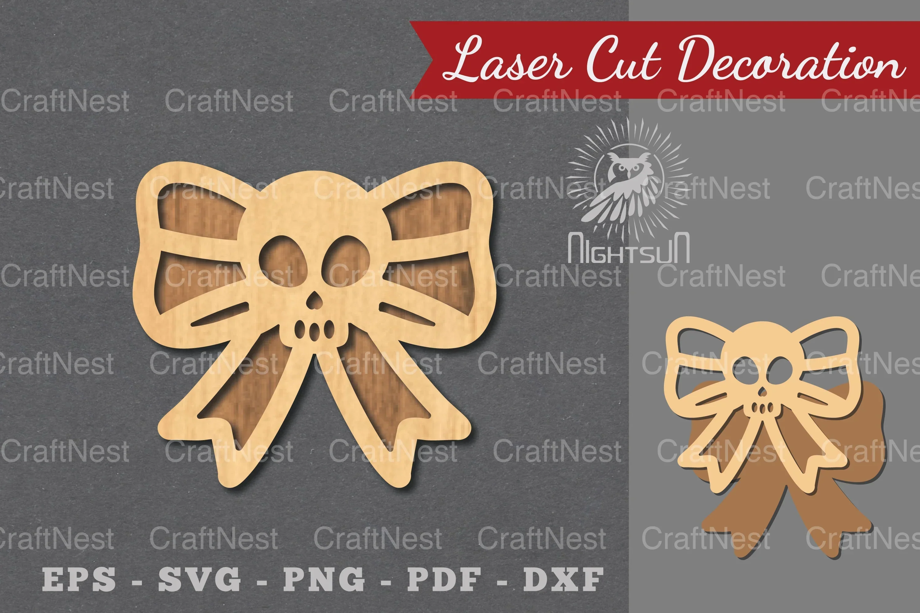 Ribbon Skull Laser Cut Decoration Clipart Bundle