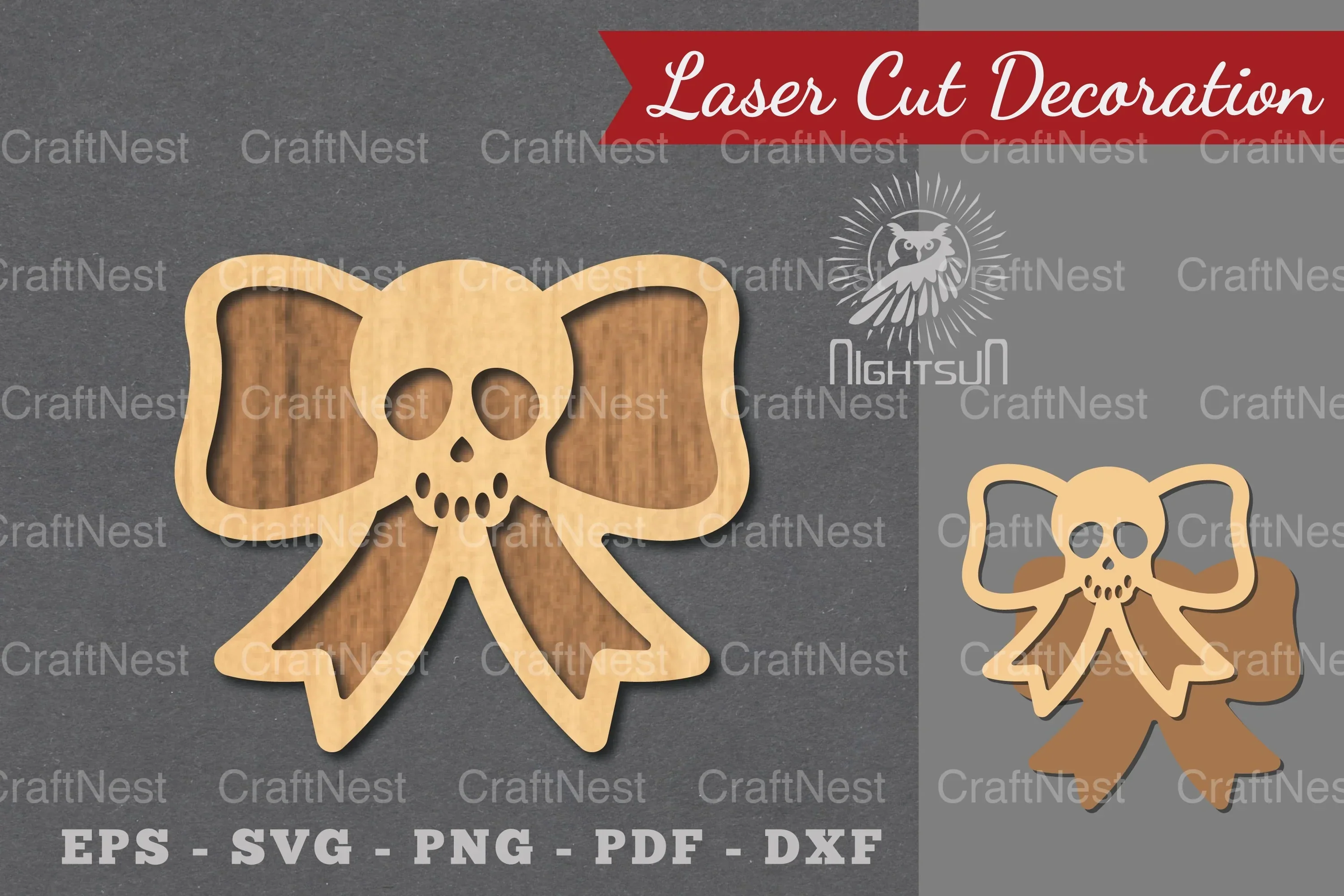 Ribbon Skull Laser Cut Decoration Clipart Bundle