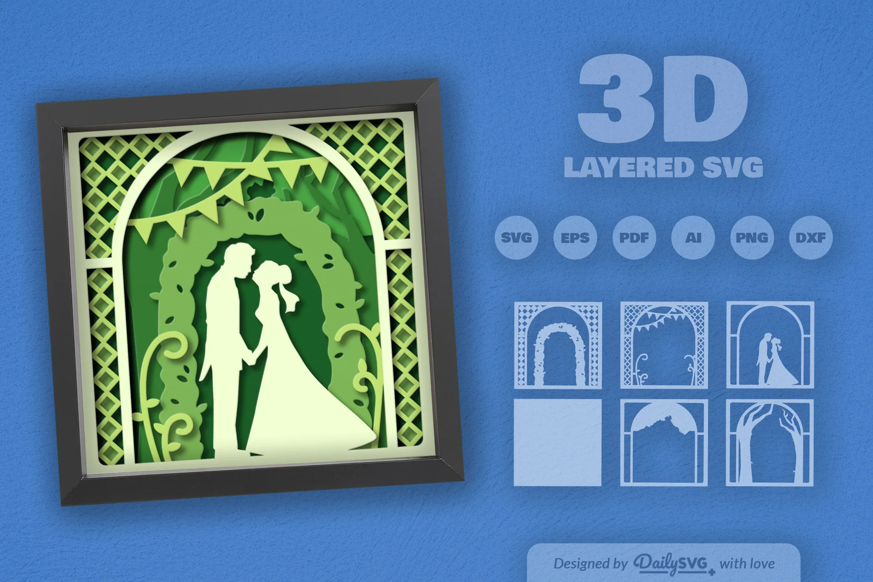 Romantic Nature Wedding Papercut SVG Bundle - Image 2