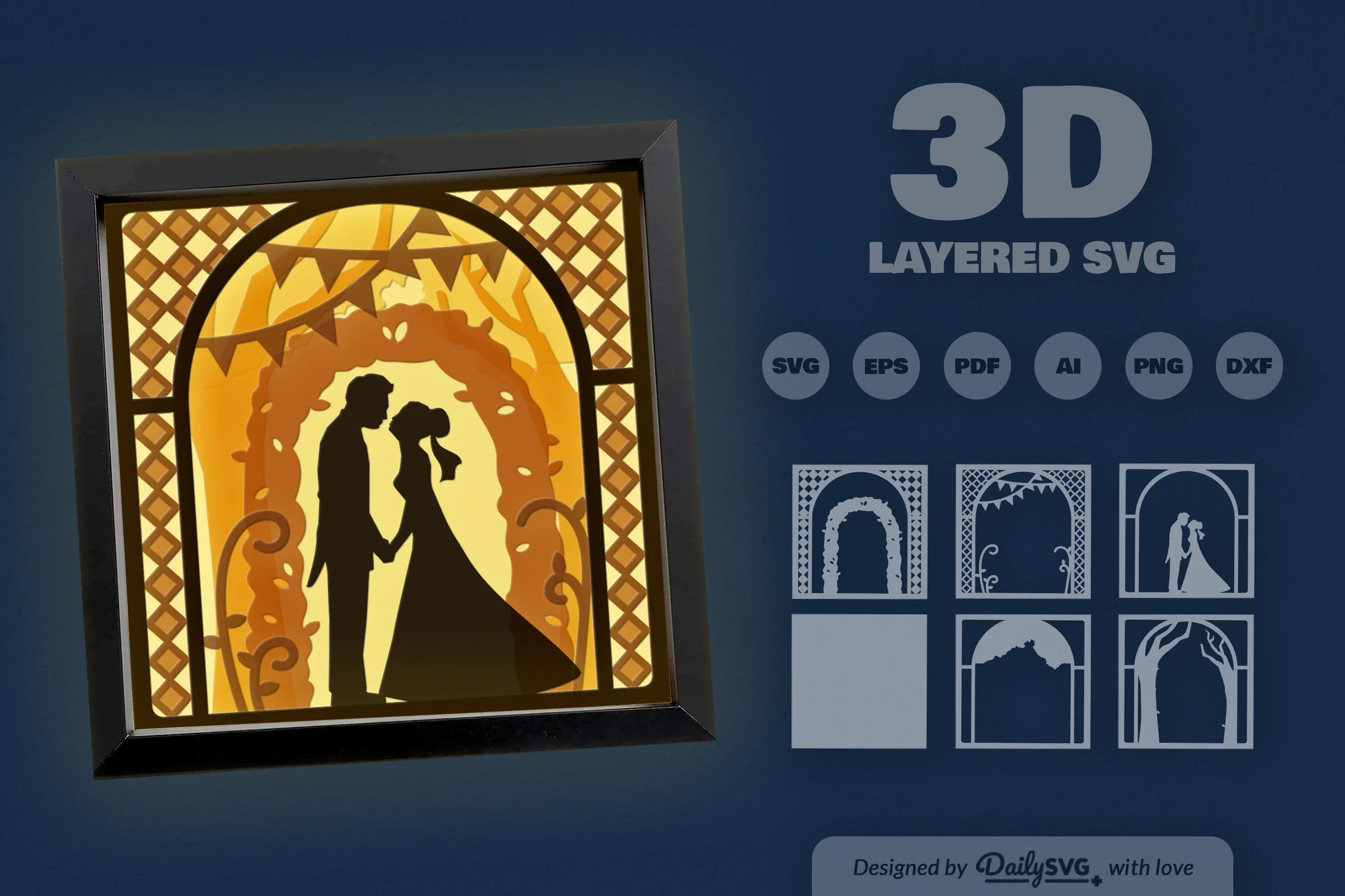 Romantic Nature Wedding Papercut SVG Bundle - Image 3