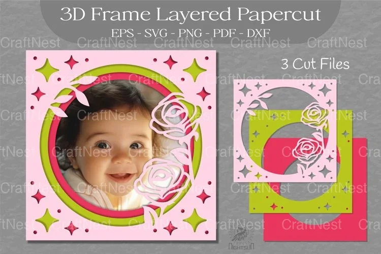 Rose Flower 3D Frame Clipart Bundle