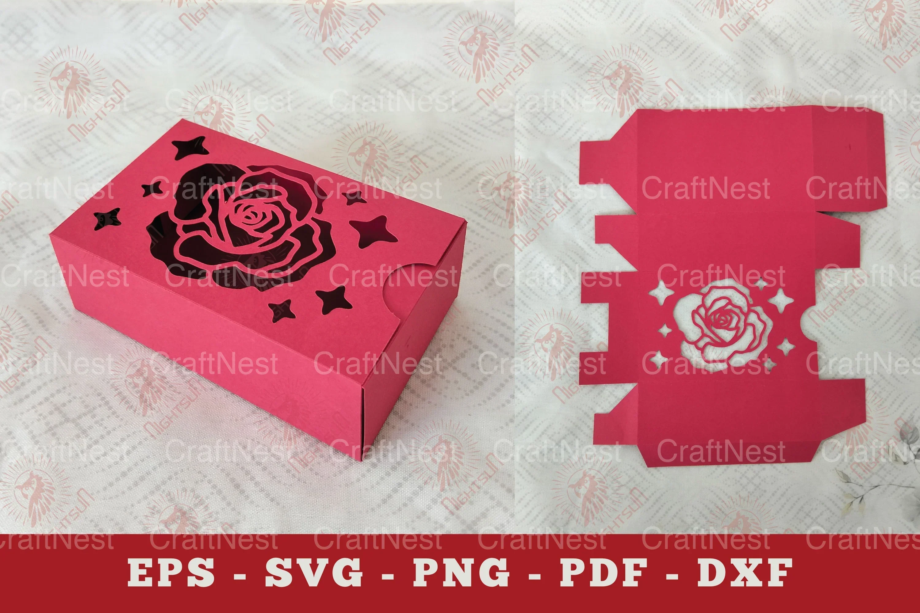 Rose Flower Gift Box Paper Cut Clipart Bundle