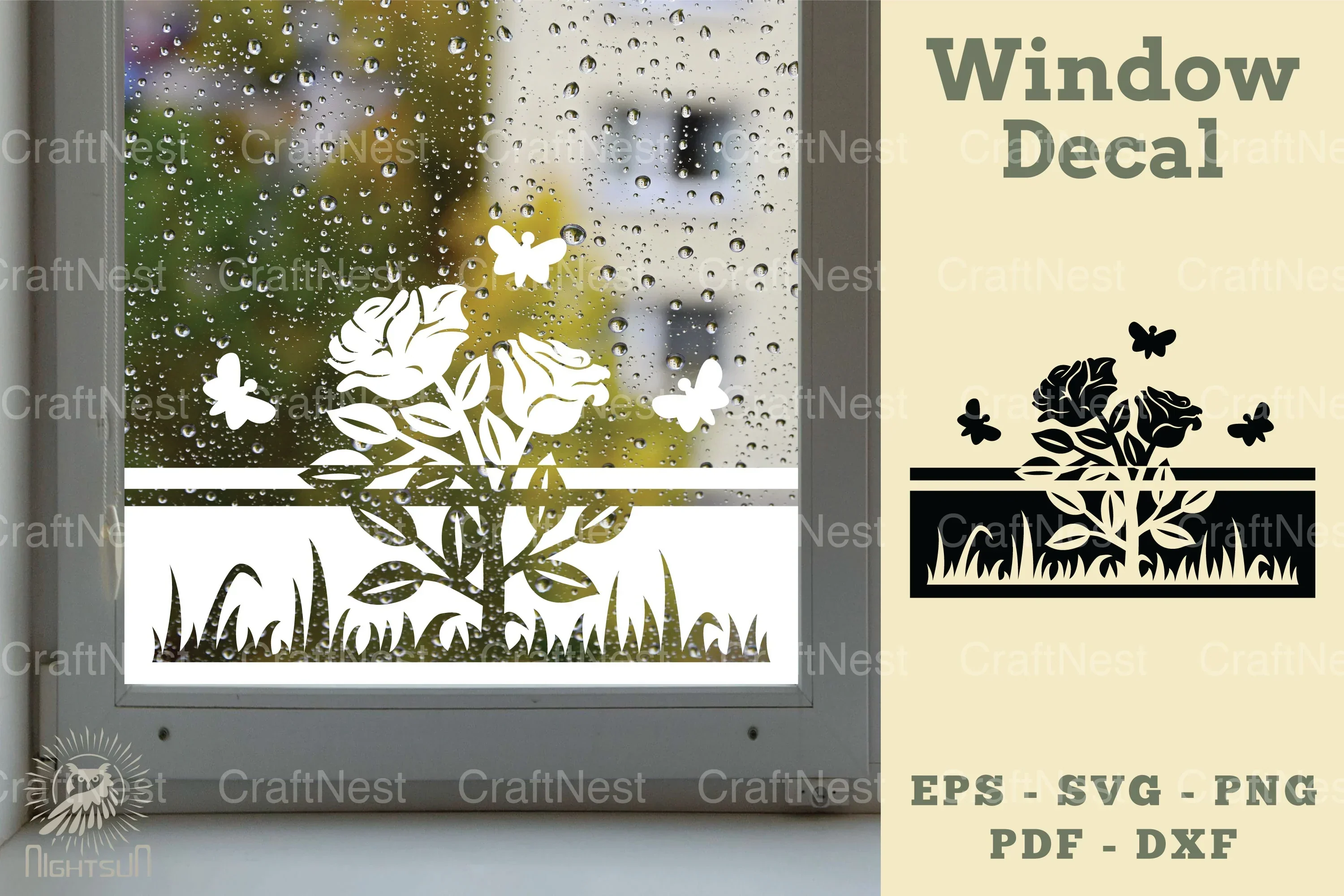 Rose Flower Window Decal Clipart Bundle