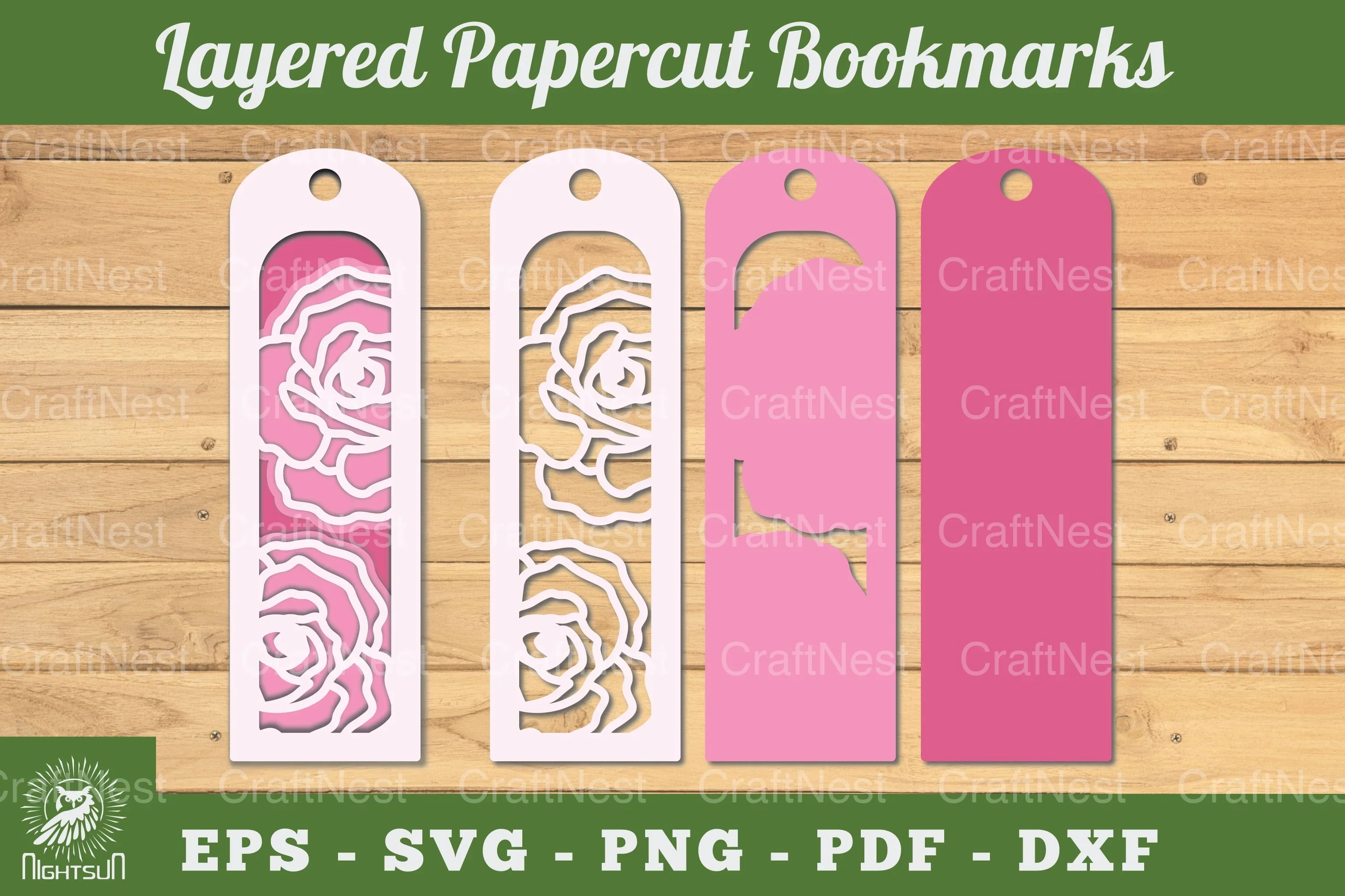 Rose Flowers Bookmark Clipart Bundle