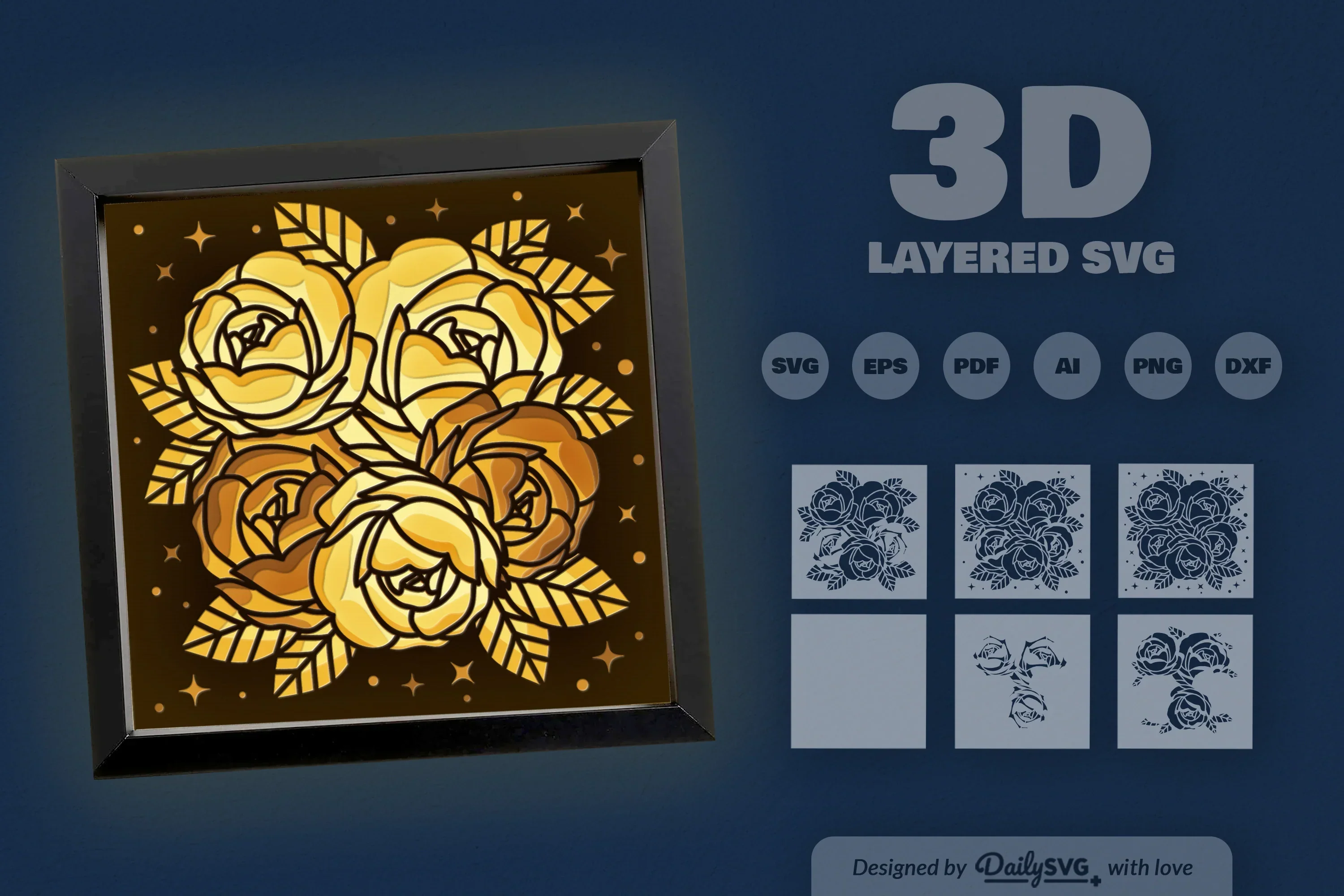 Roses Papercut SVG Bundle - Image 3