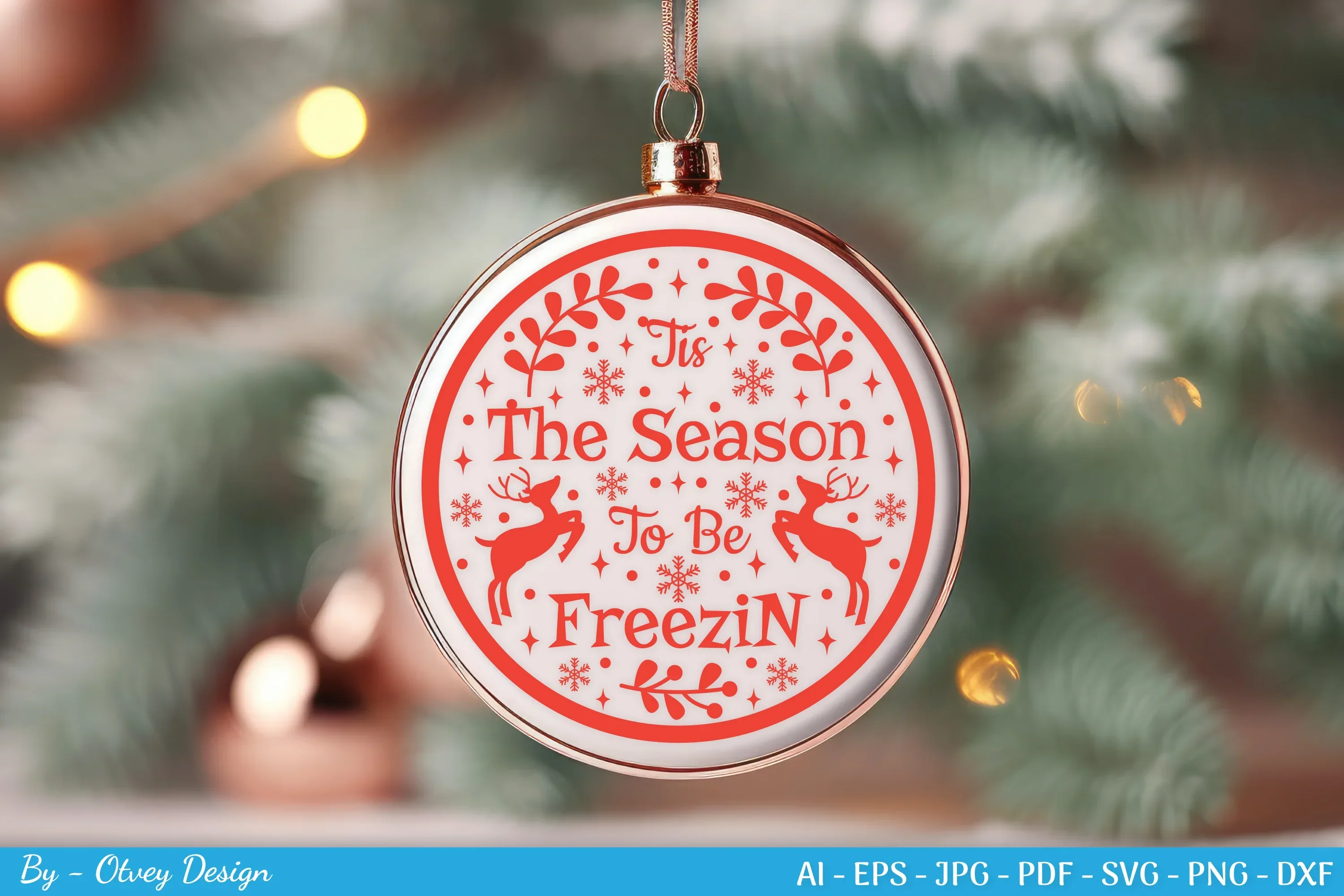 Round Christmas Ornaments SVG Bundle for Cricut - Image 2