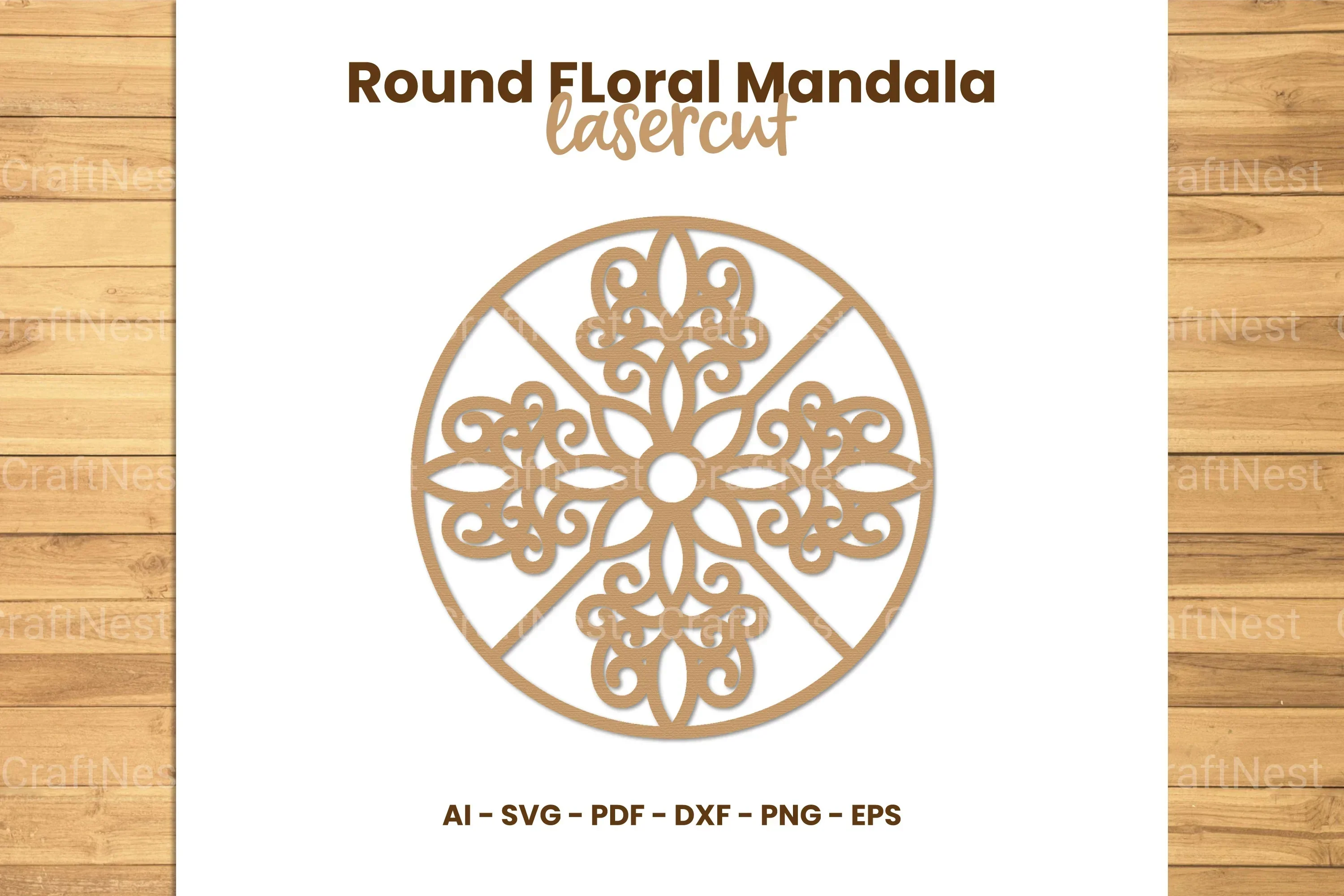 Round Floral Mandala Laser Cut Clipart Bundle