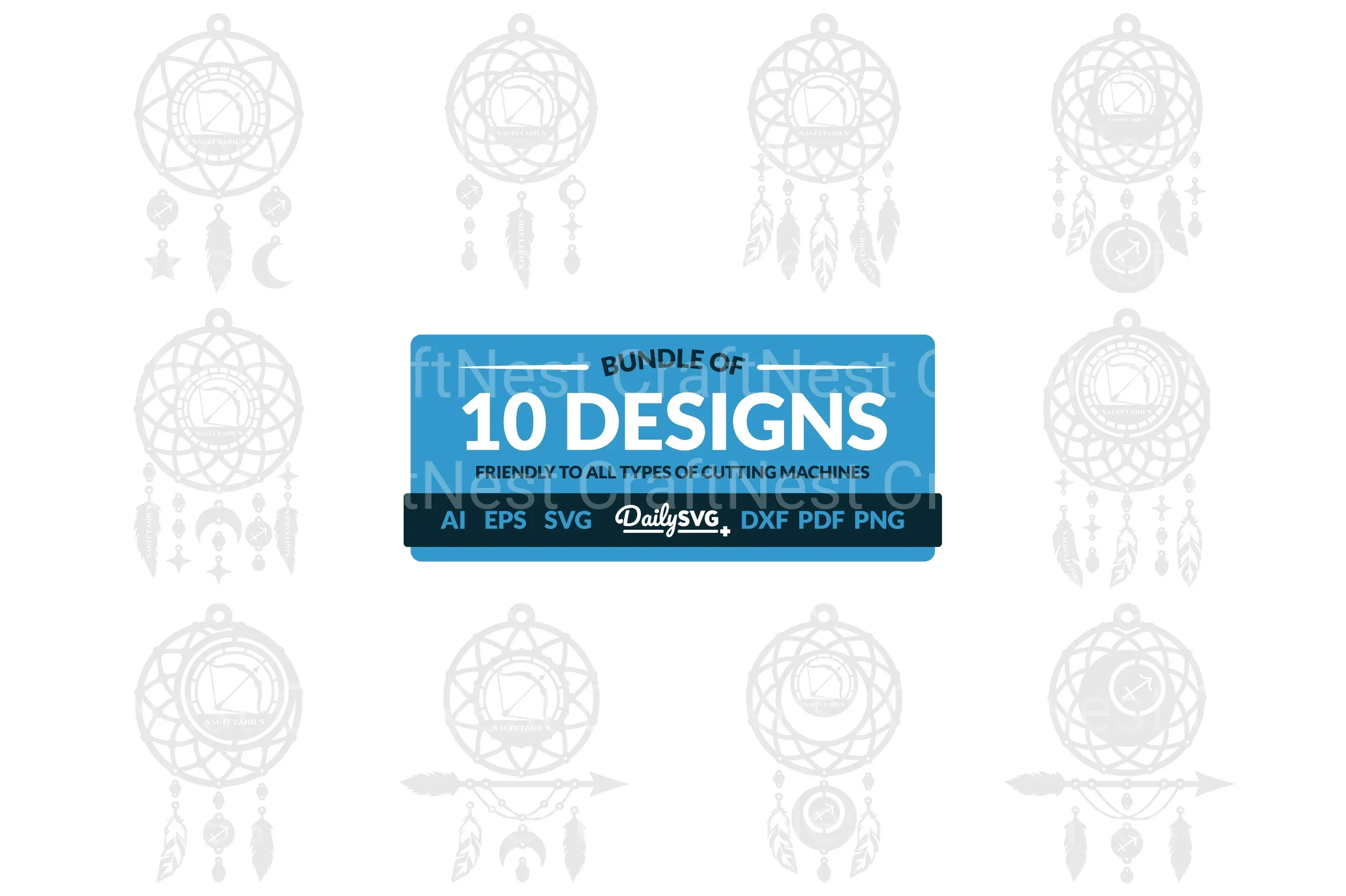 Sagittarius Dream Catcher Laser Cut Clipart Set