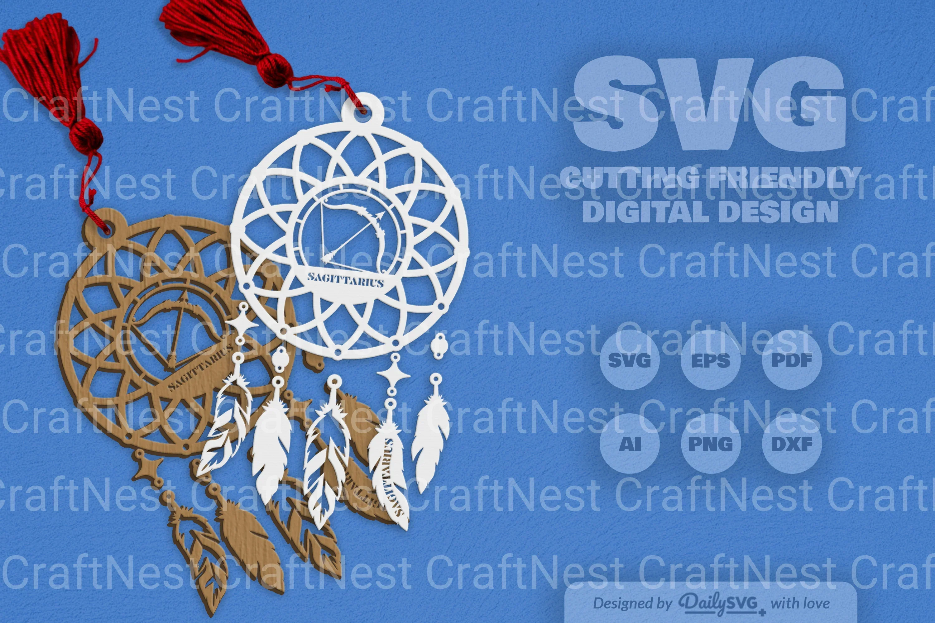 Sagittarius Dream Catcher Laser Cut Clipart Set - Image 4