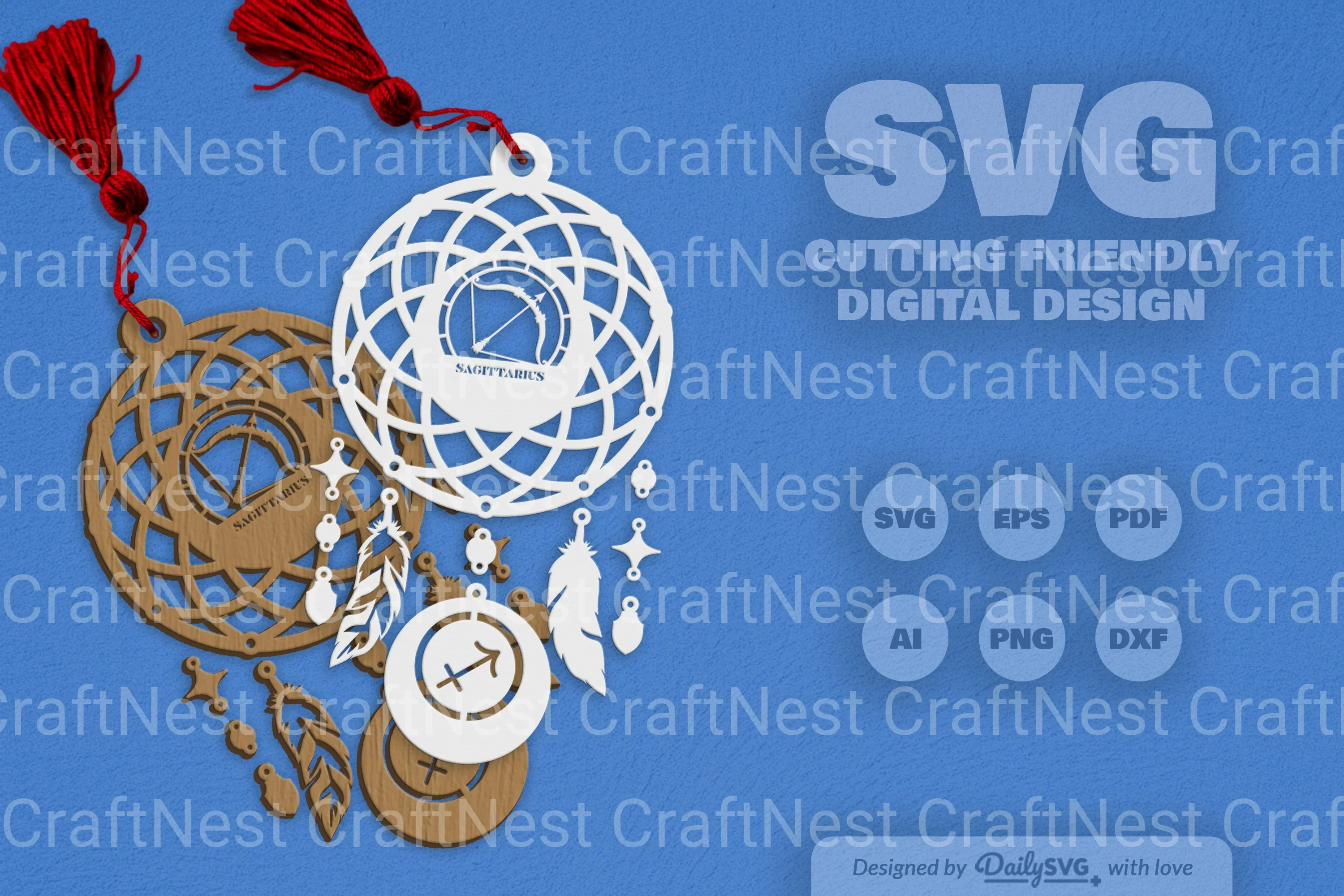 Sagittarius Dream Catcher Laser Cut Clipart Set - Image 5