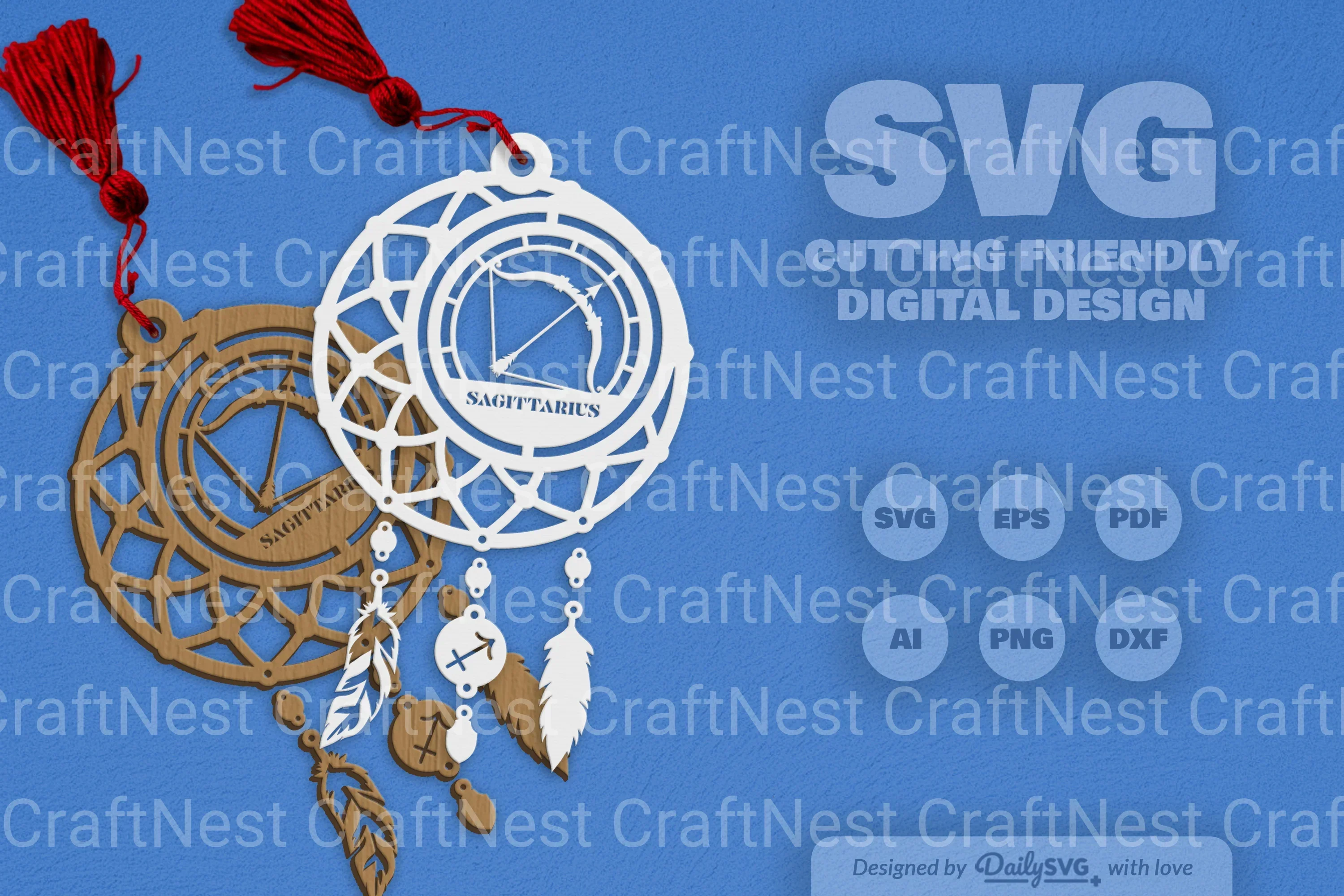 Sagittarius Dream Catcher Laser Cut Clipart Set - Image 8