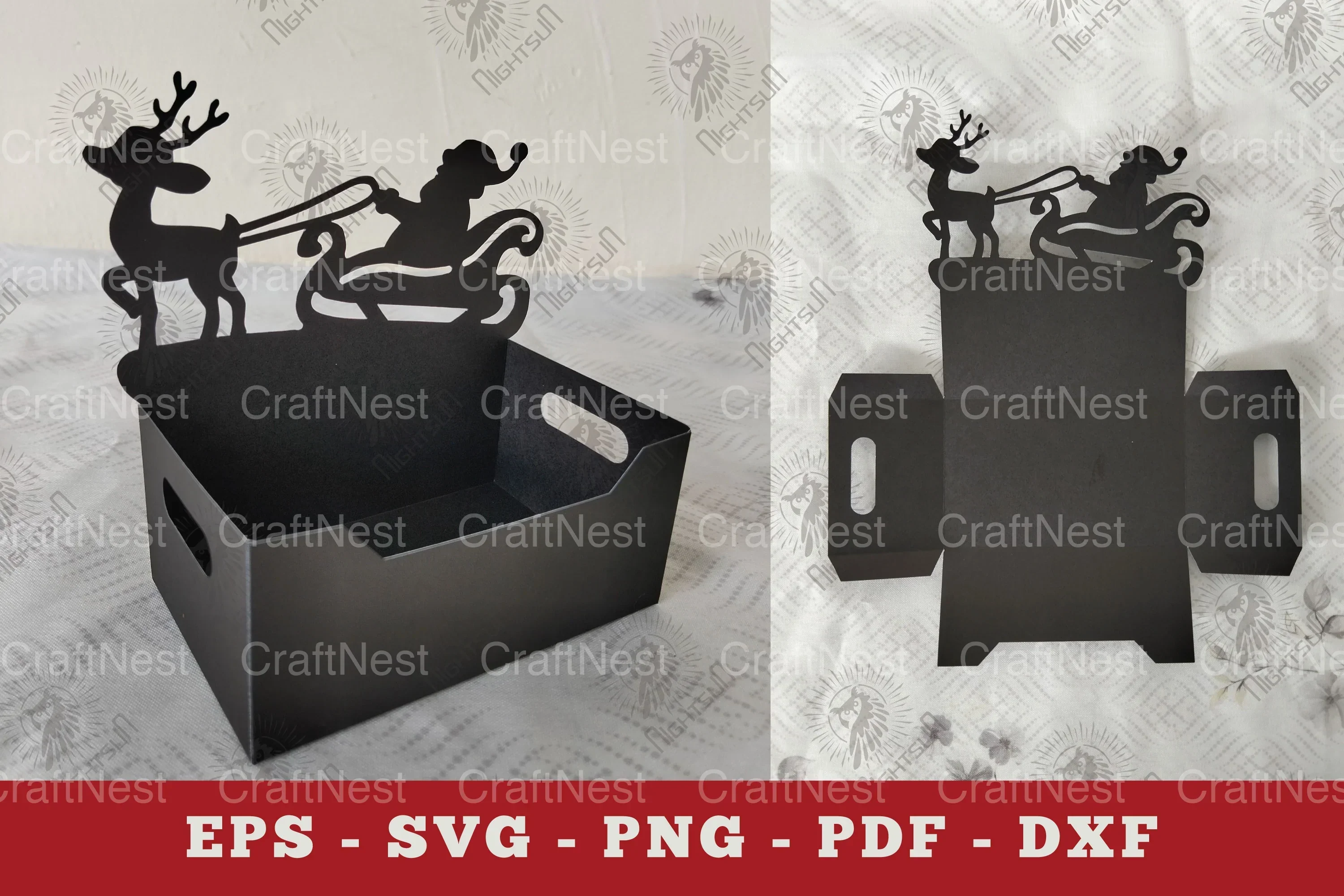 Santa in Sleigh Papercut Display Clipart Bundle
