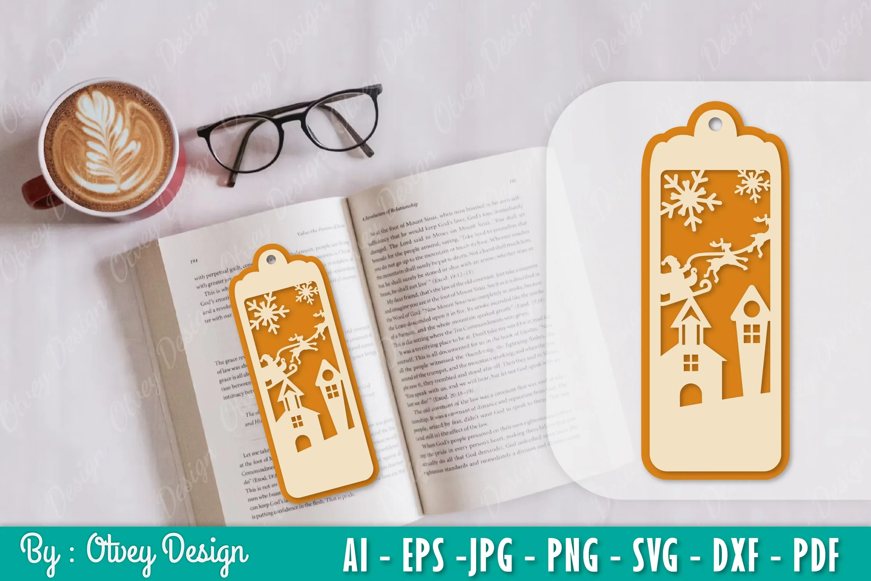 Santa Sleigh Bookmark SVG Bundle