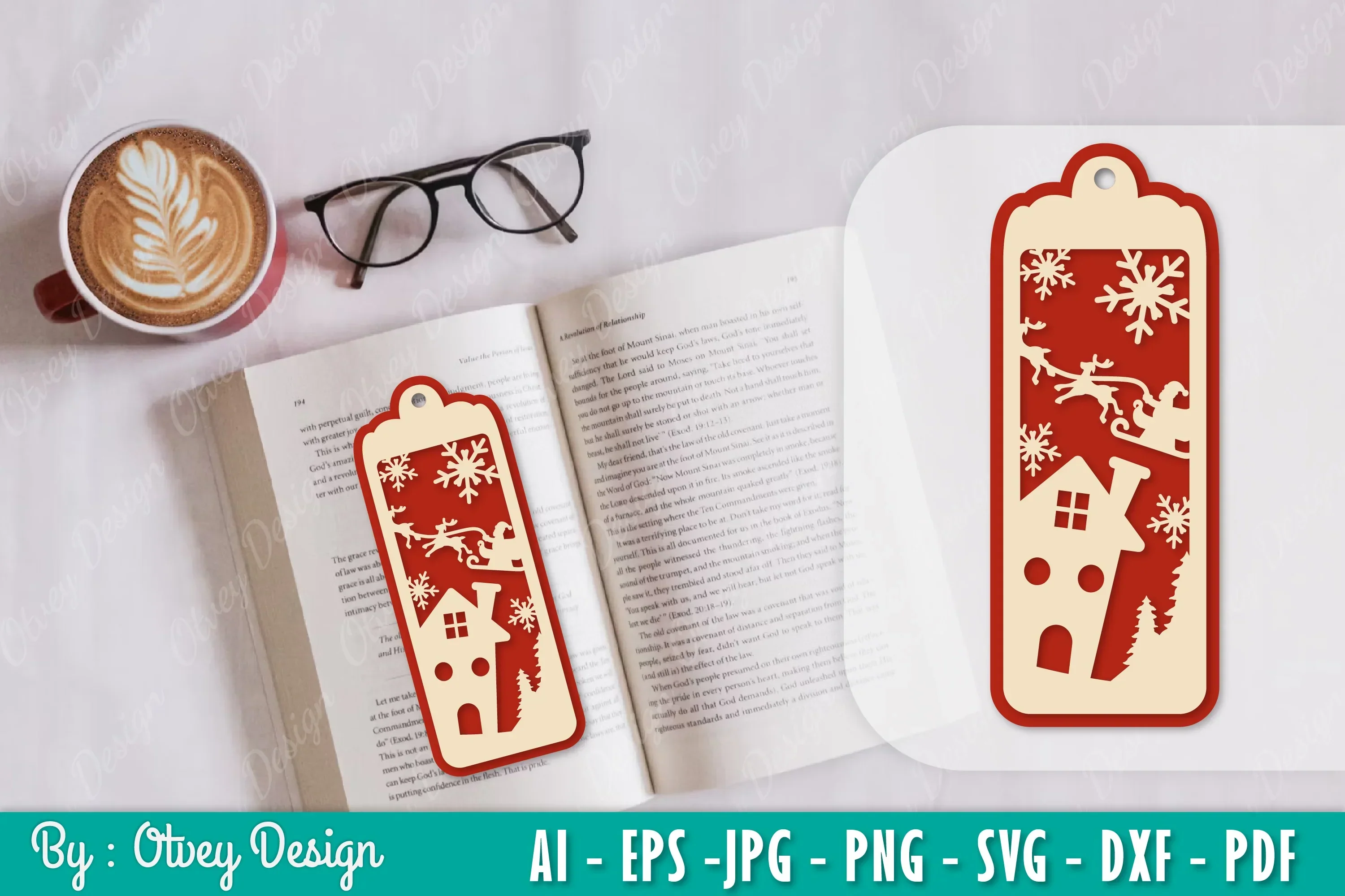 Santa Sleigh Bookmark SVG Bundle