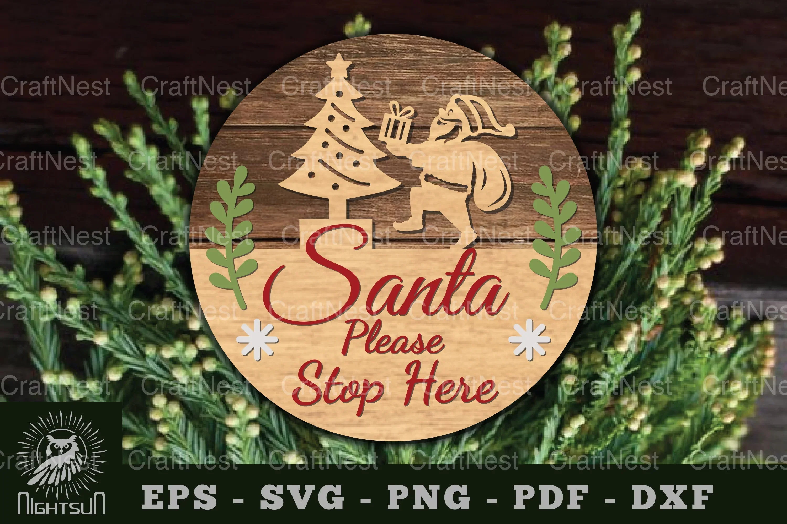 Santa Stop Here Laser Cut Sign - Christmas Decor Bundle