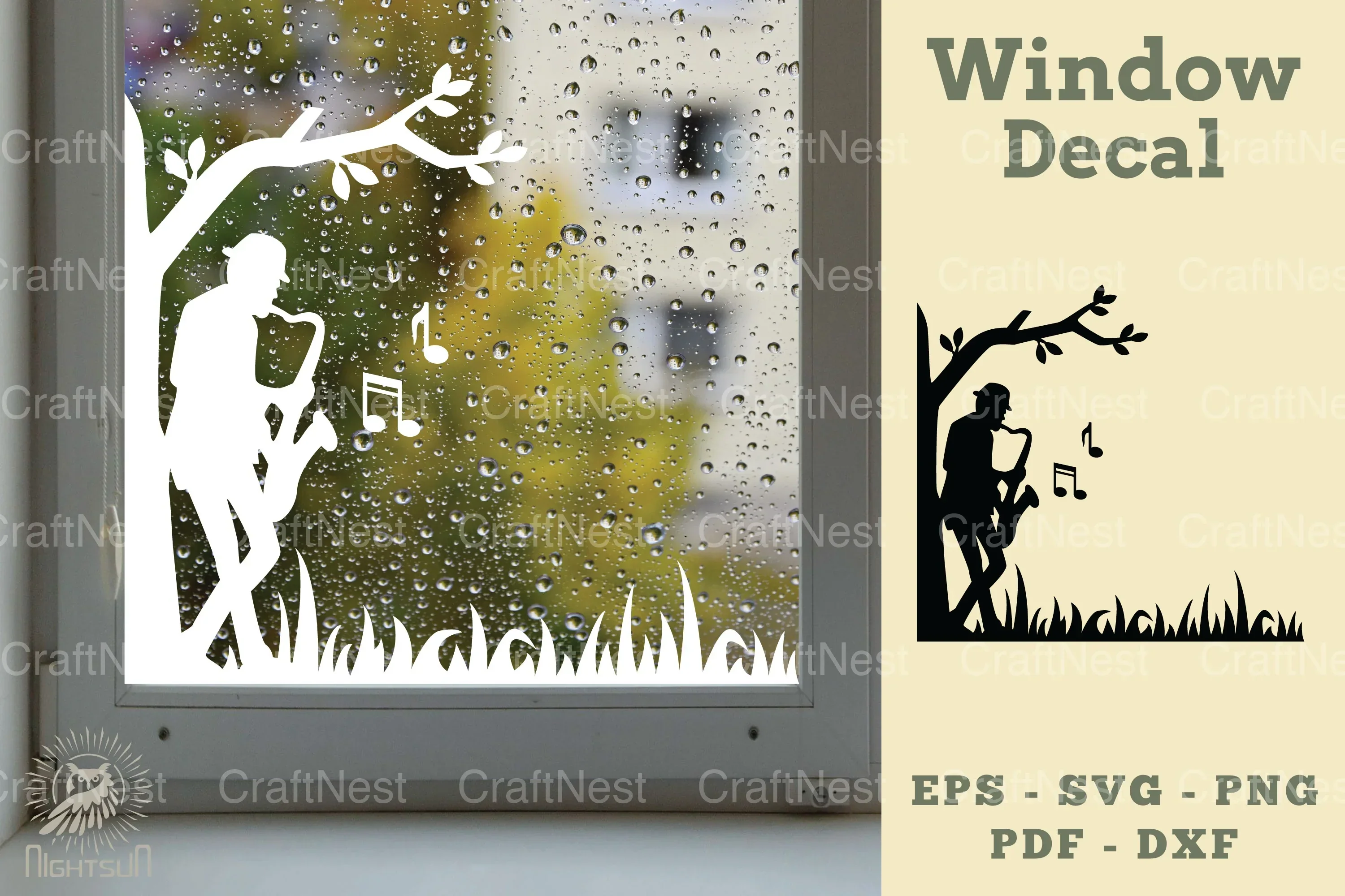 Saxophone Player Window Decal Clipart Bundle