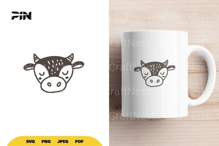 Scandinavian Doodle Cow Clipart Bundle
