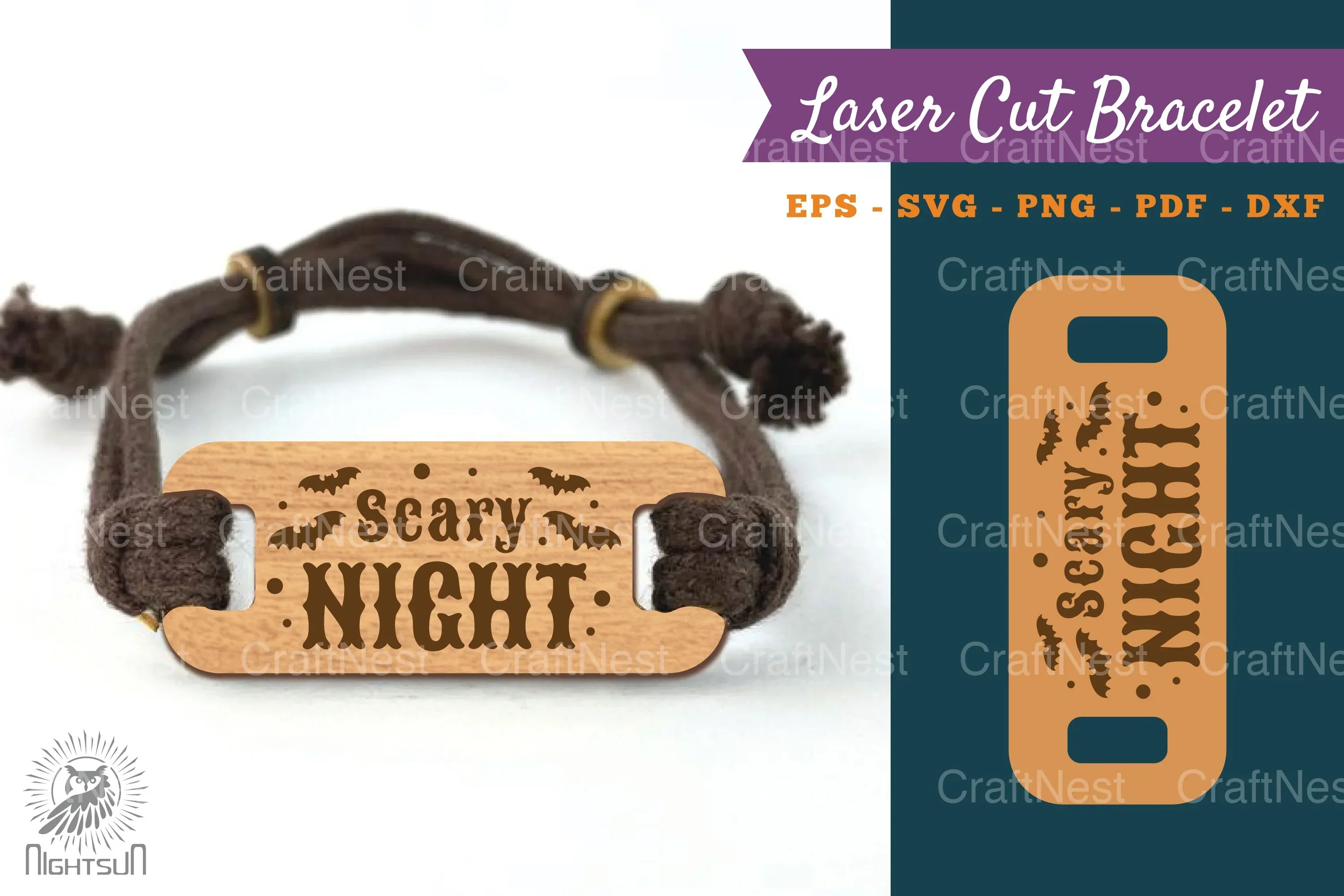 Scary Night Laser Cut Bracelet SVG Bundle