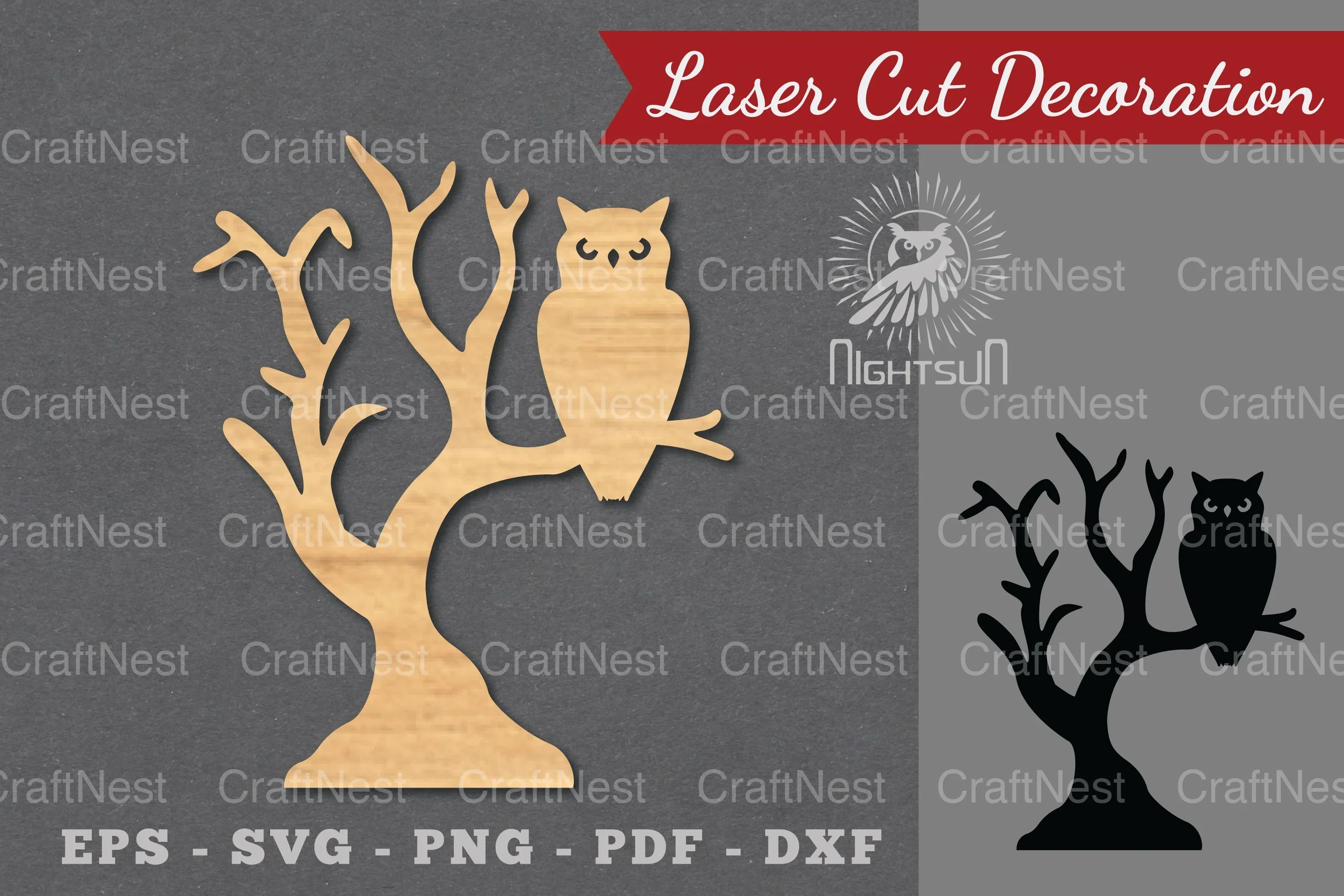 Scary Owl Laser Cut Decoration Clipart Bundle