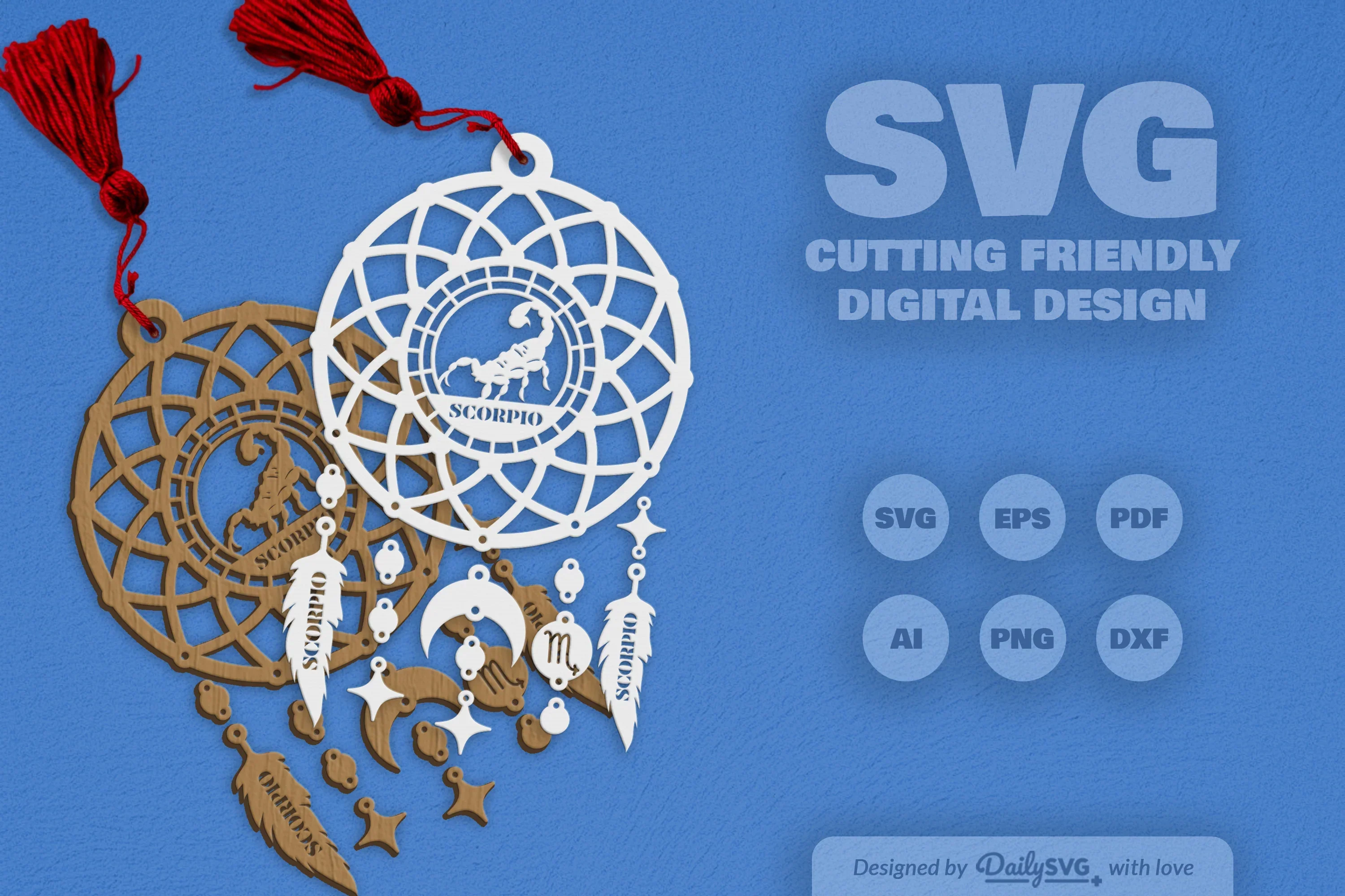 Scorpio Dream Catcher Laser Cut Clipart Set - Image 6