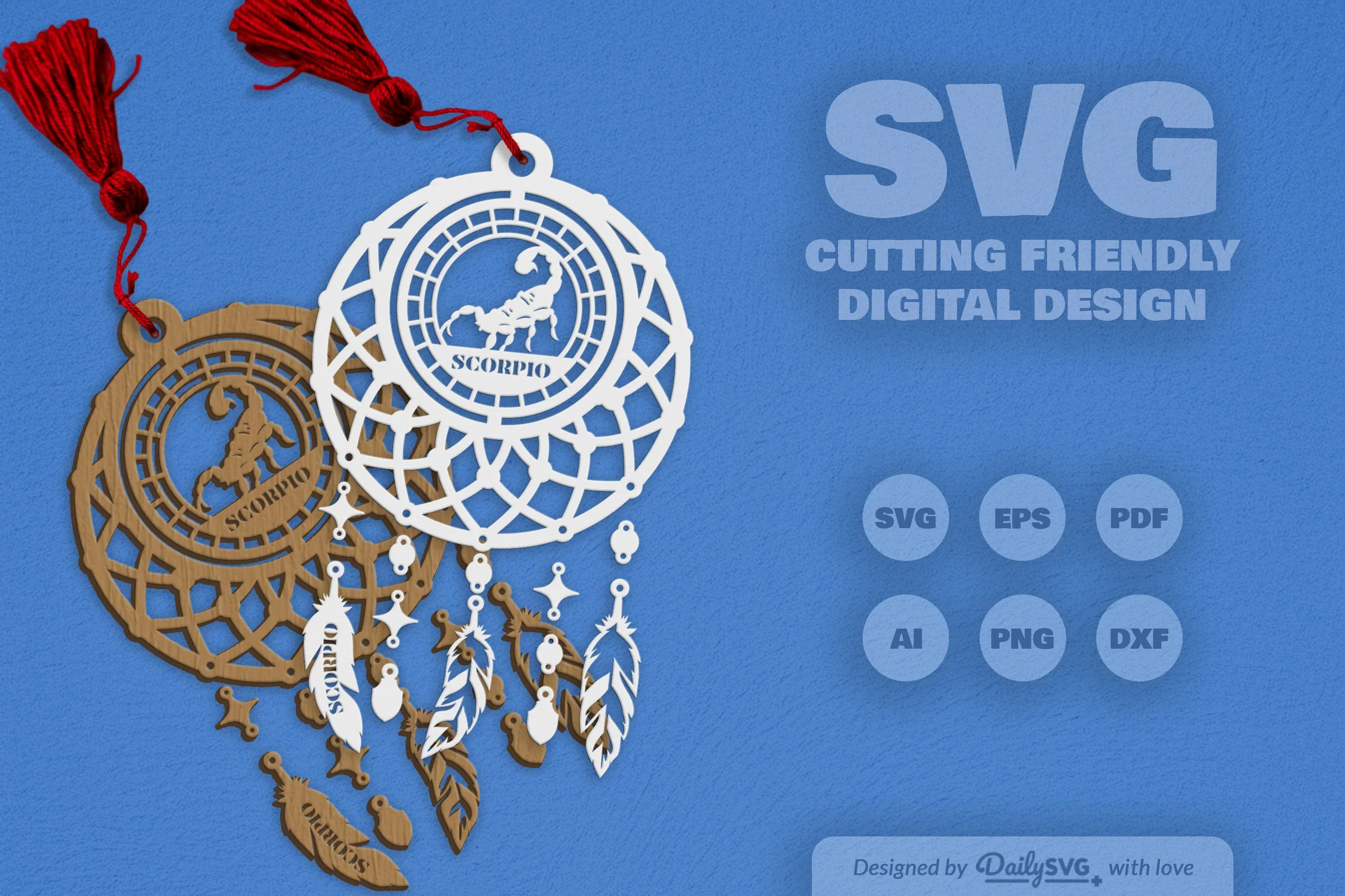 Scorpio Dream Catcher Laser Cut Clipart Set - Image 7