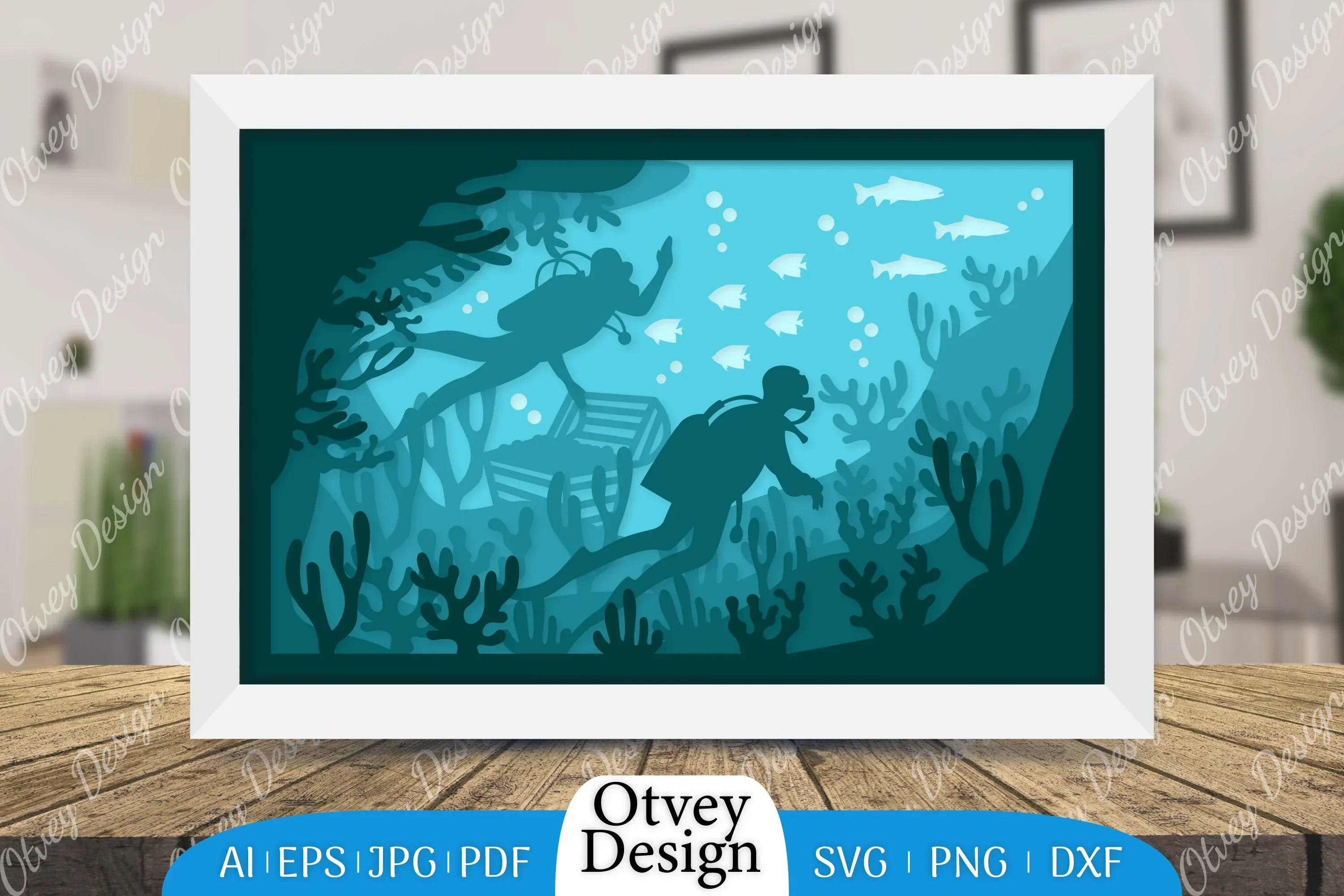 Scuba Diver 3D ShadowBox SVG Bundle - Image 2
