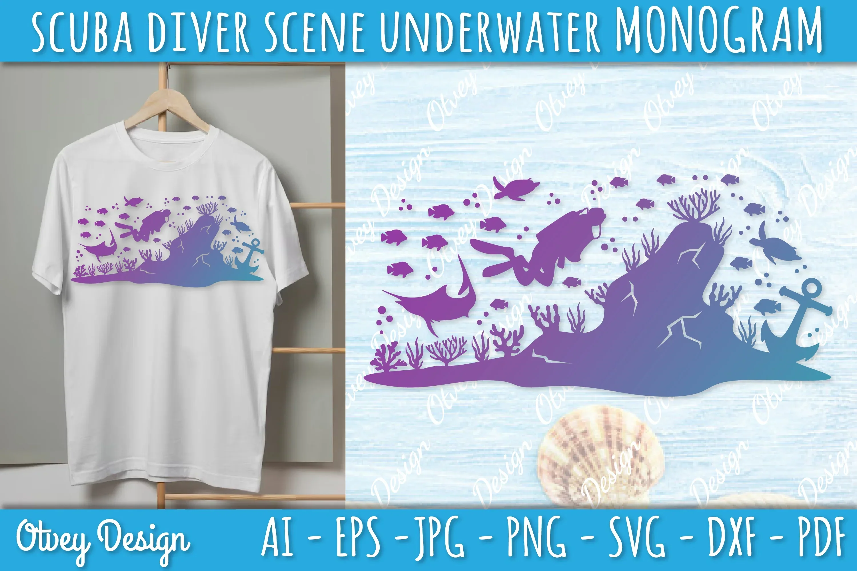 Scuba Diver Monogram SVG Bundle - Image 2