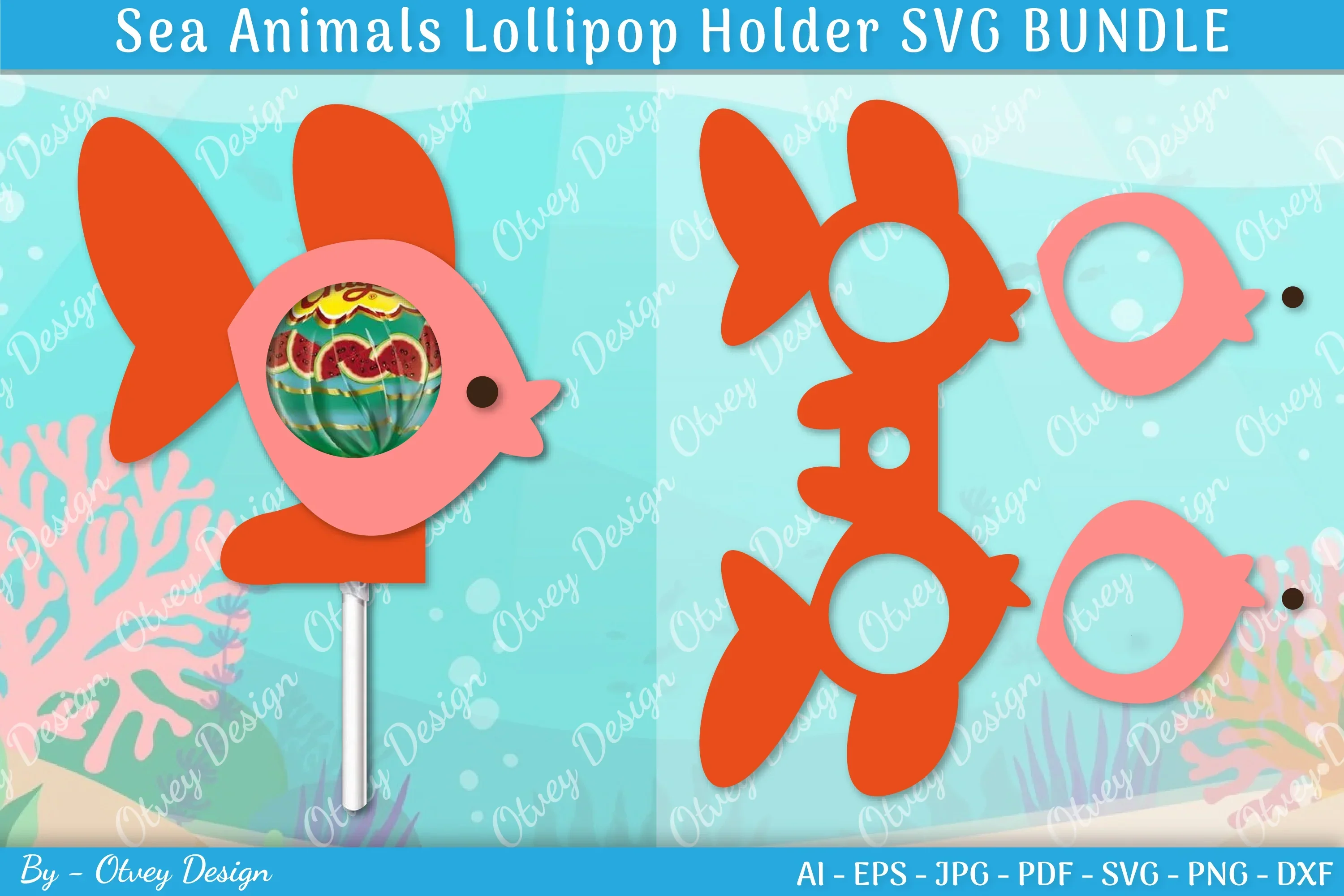 Sea Animal Lollipop Holder SVG Bundle