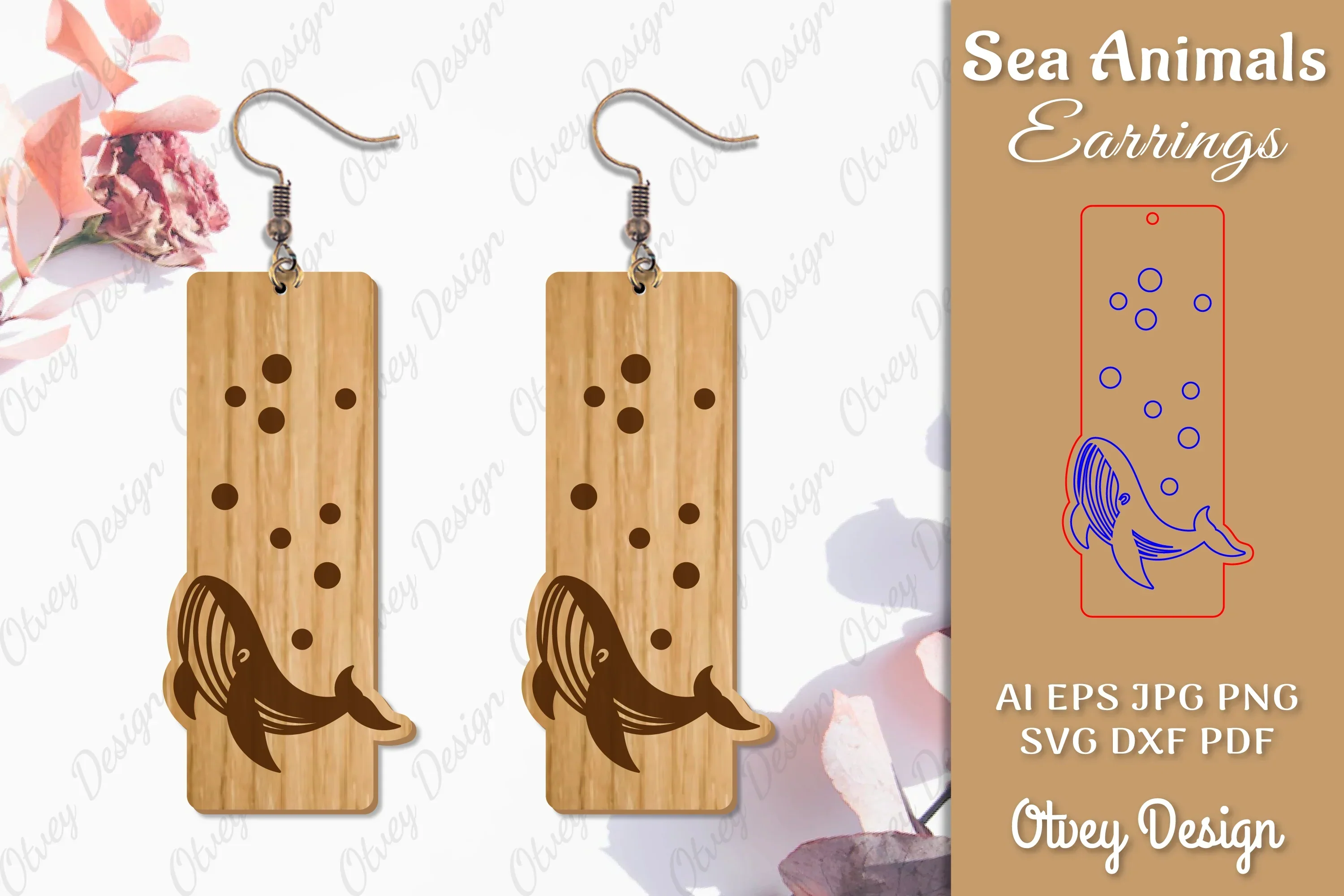 Sea Animals Earrings Laser Cut SVG Bundle