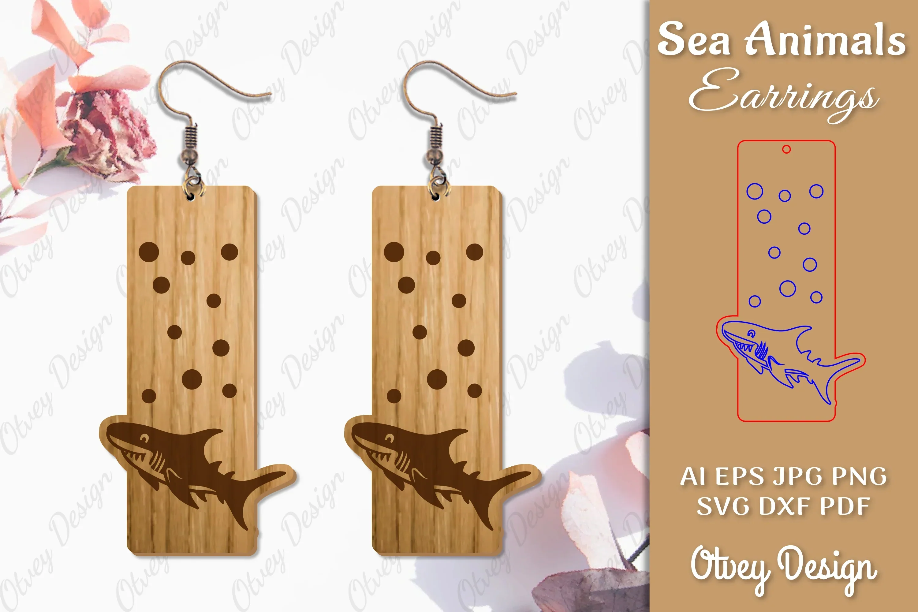 Sea Animals Earrings Laser Cut SVG Bundle