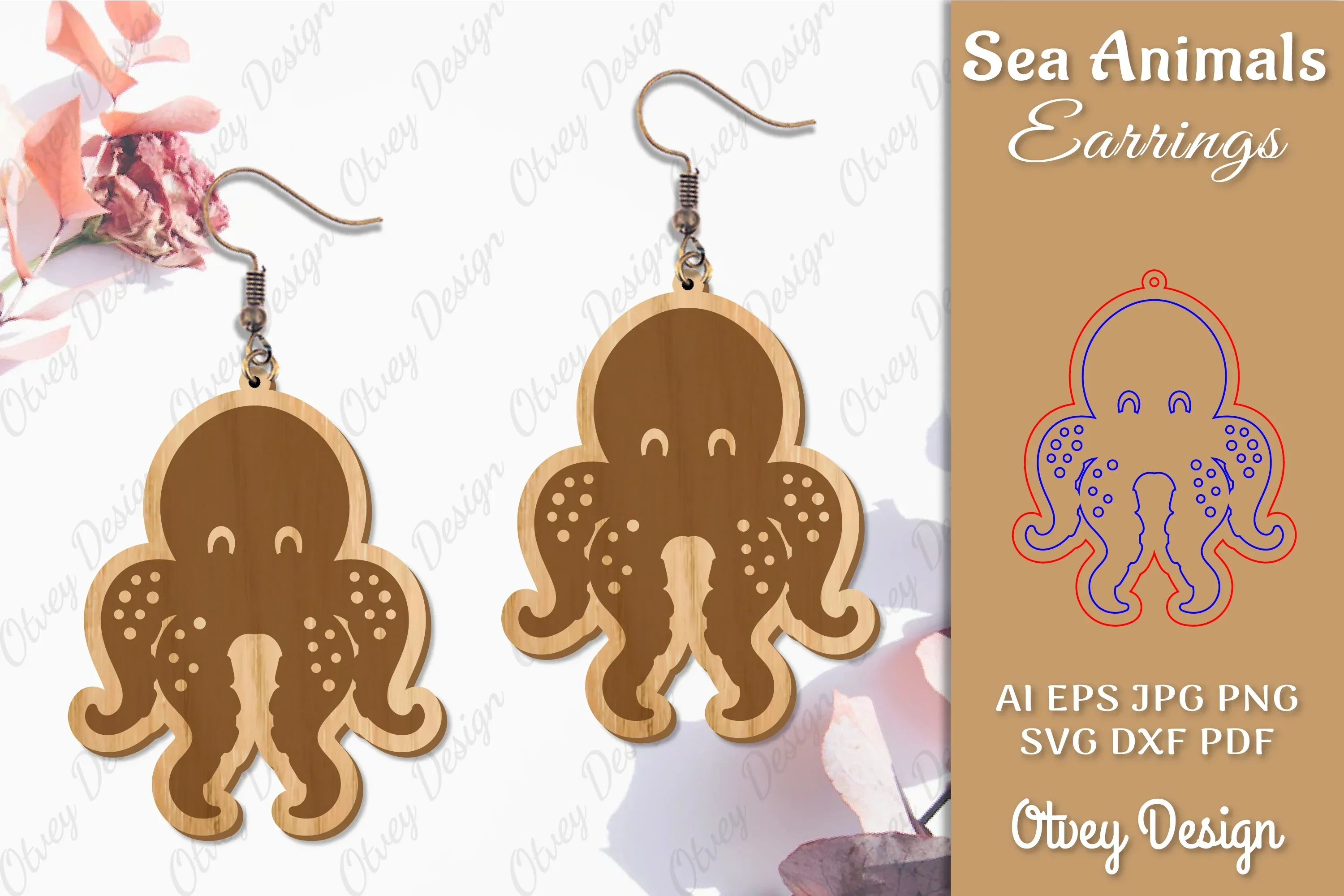 Sea Animals Earrings Laser Cut SVG Bundle