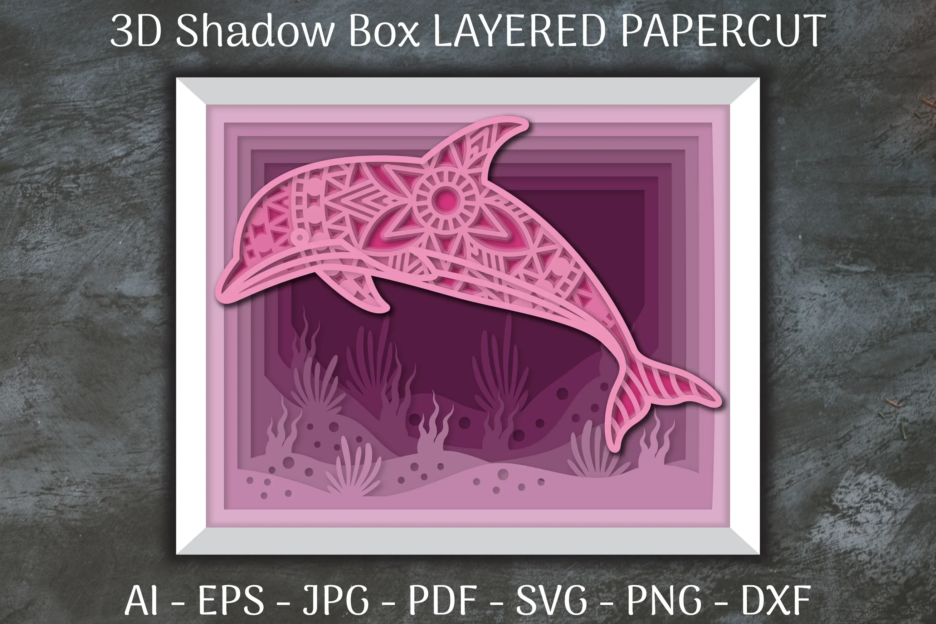 Sea Dolphin Mandala 3D Shadow Box Papercut SVG Bundle