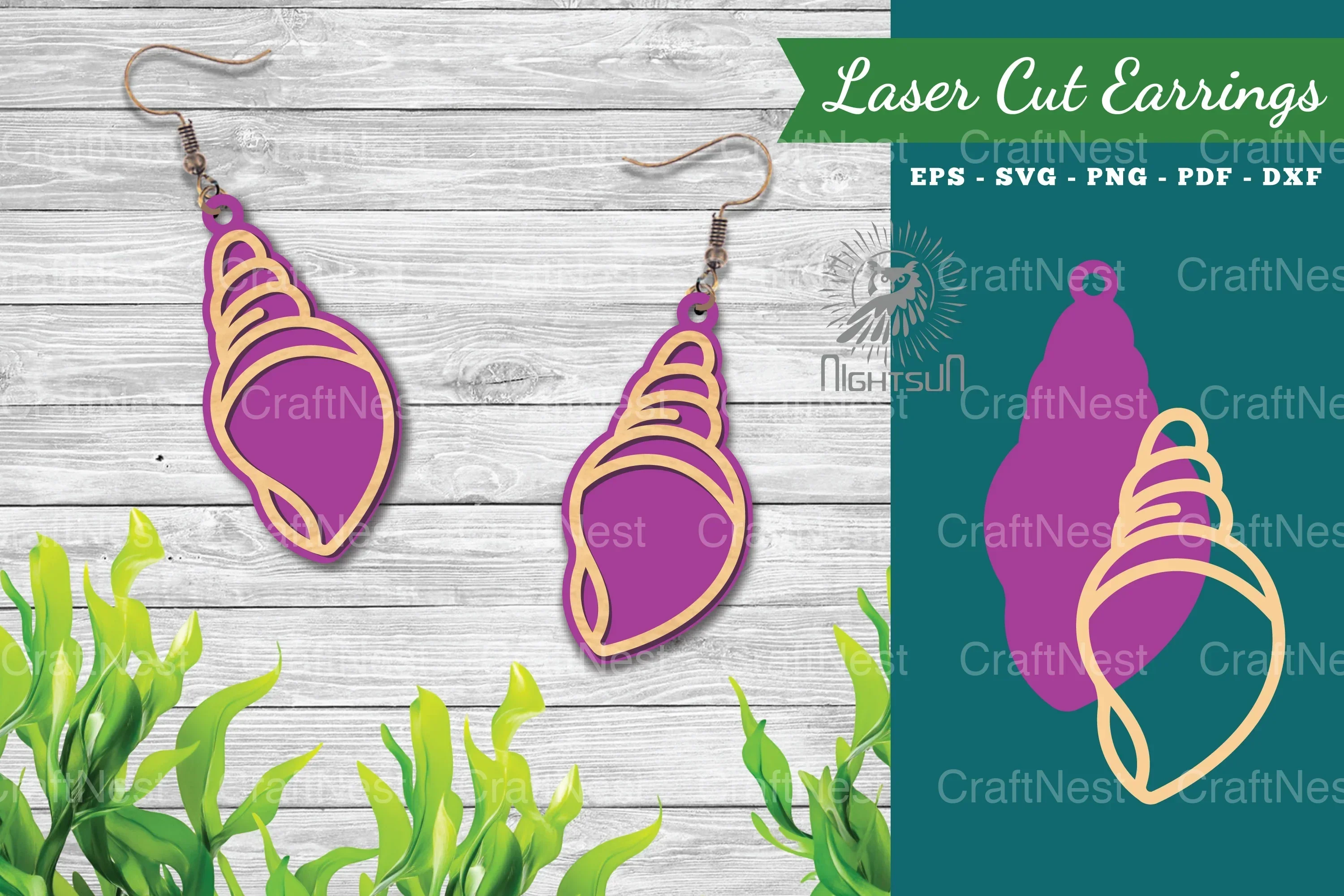 Sea Shells Laser Cut Earrings Design Bundle