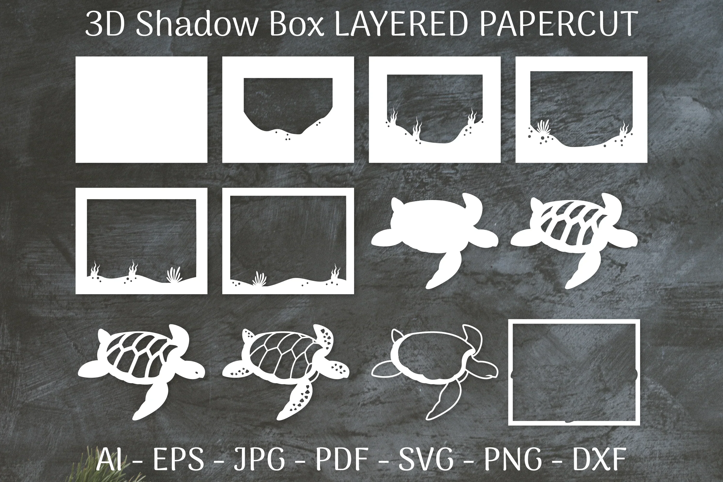 Sea Turtle Mandala 3D Shadow Box Papercut SVG Bundle - Image 2