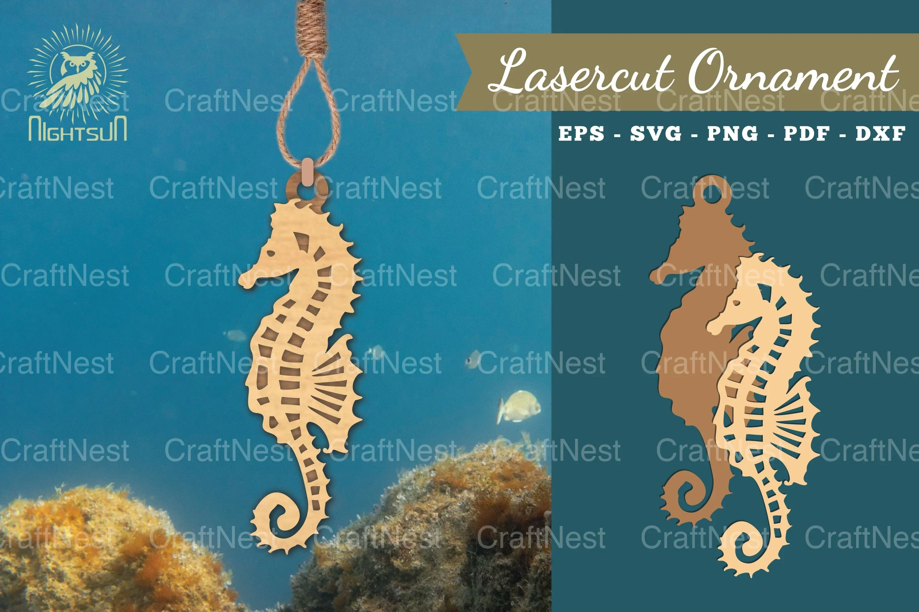 Seahorse Laser Cut Ornament Clipart Bundle