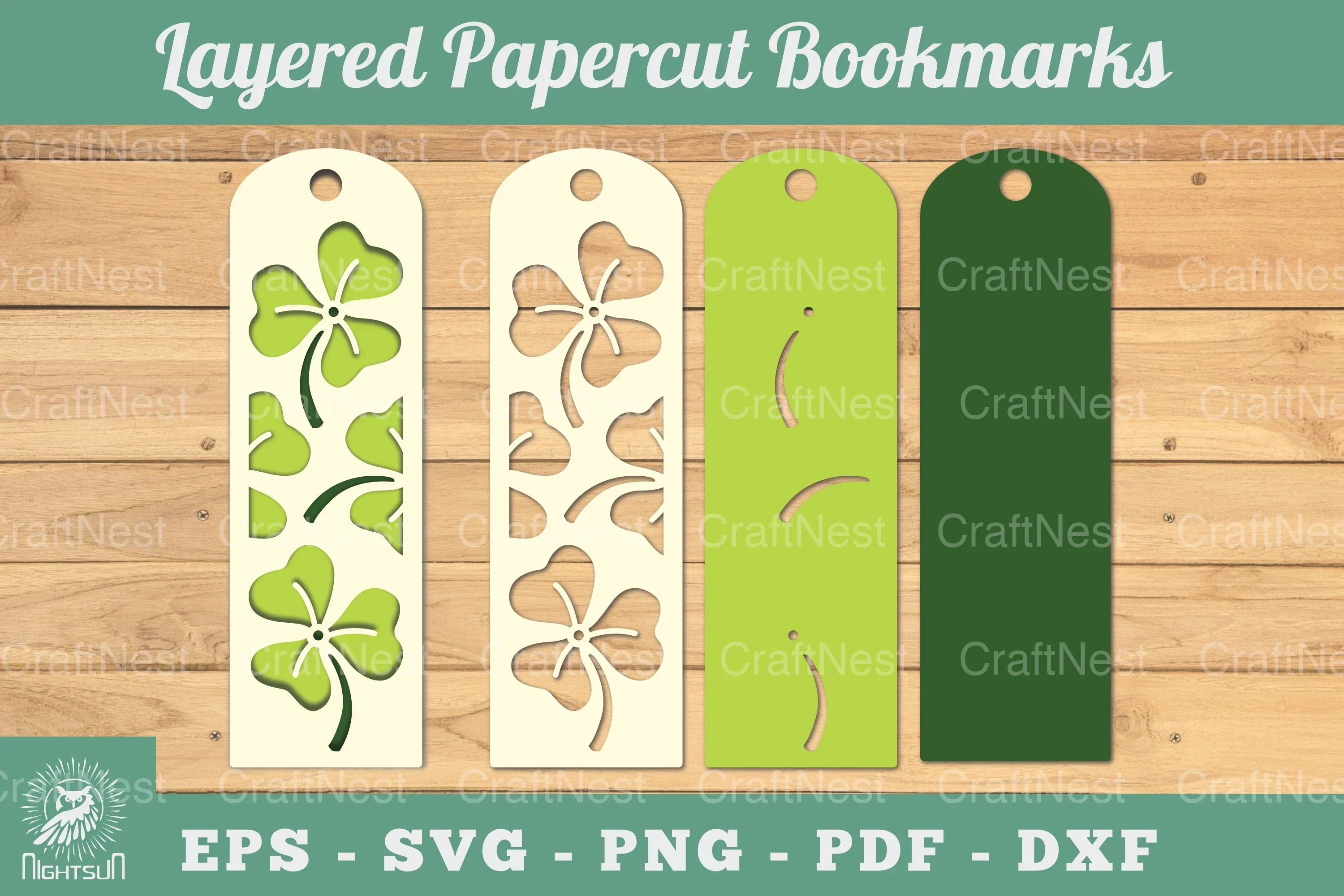 Shamrock Layered Papercut Bookmark Clipart Bundle