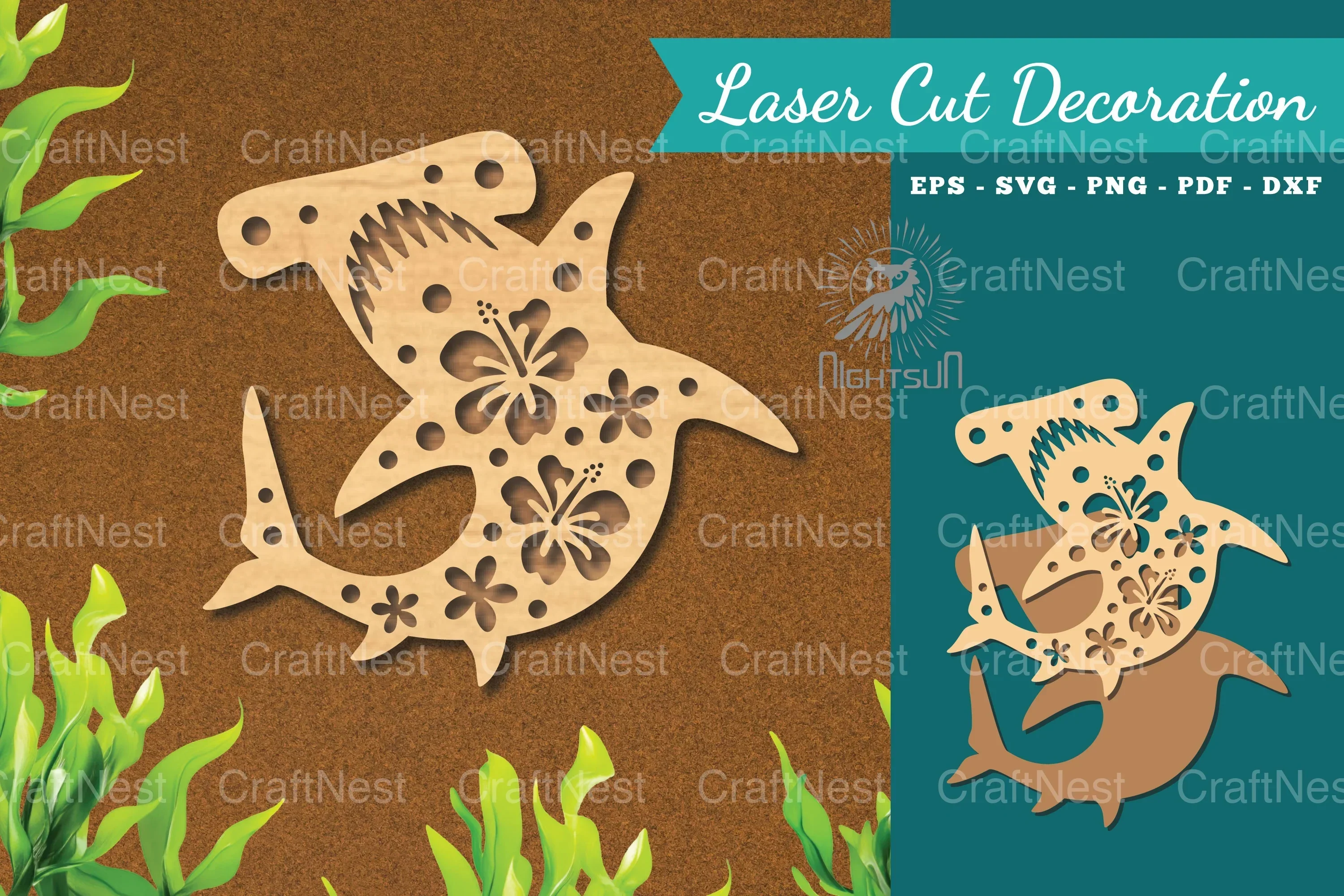 Shark Laser Cut Flower Decoration Clipart Bundle