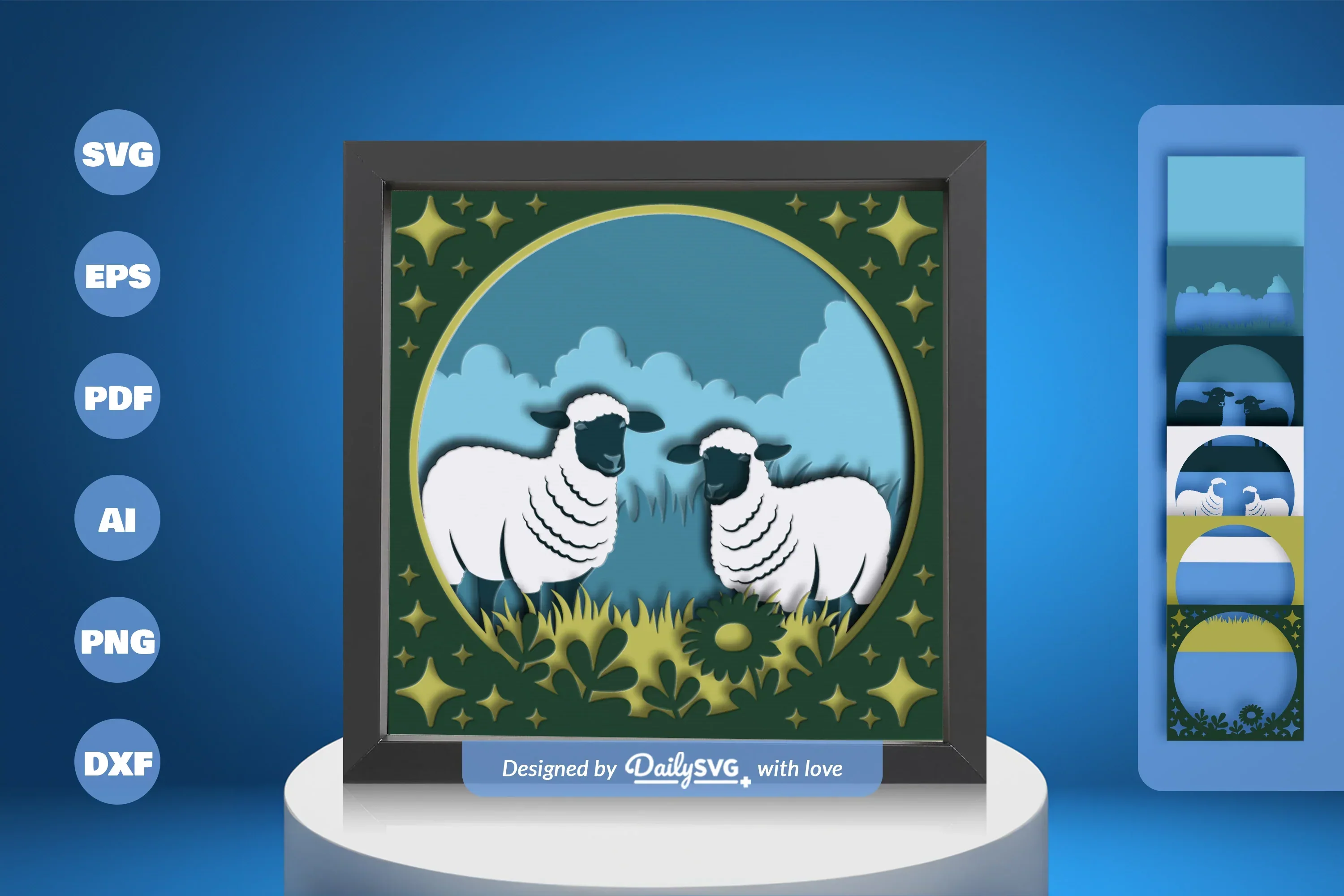 Sheep Meadow Papercut SVG Bundle