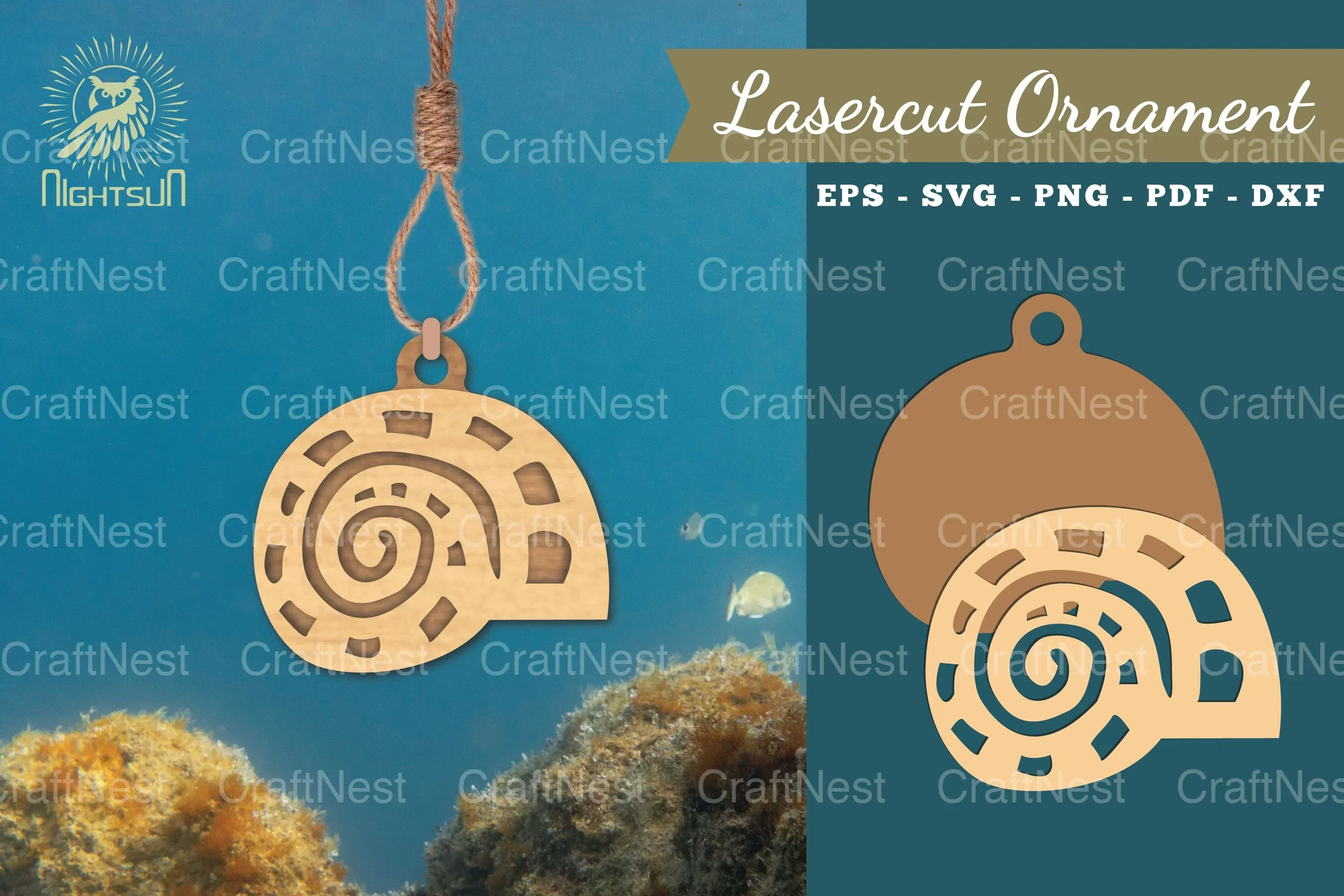 Shell Laser Cut Ornament Clipart Bundle