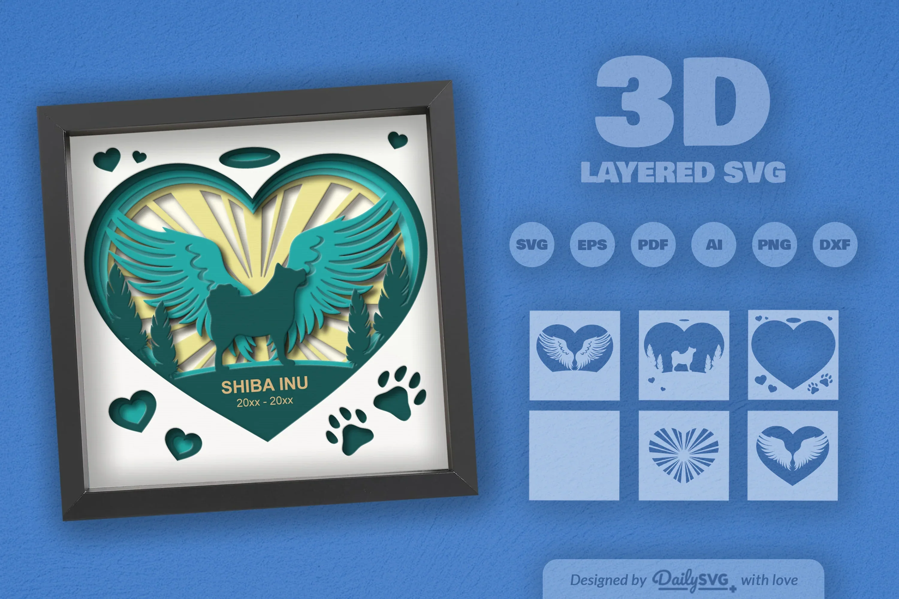 Shiba Inu Memorial Papercut SVG Bundle - Image 2