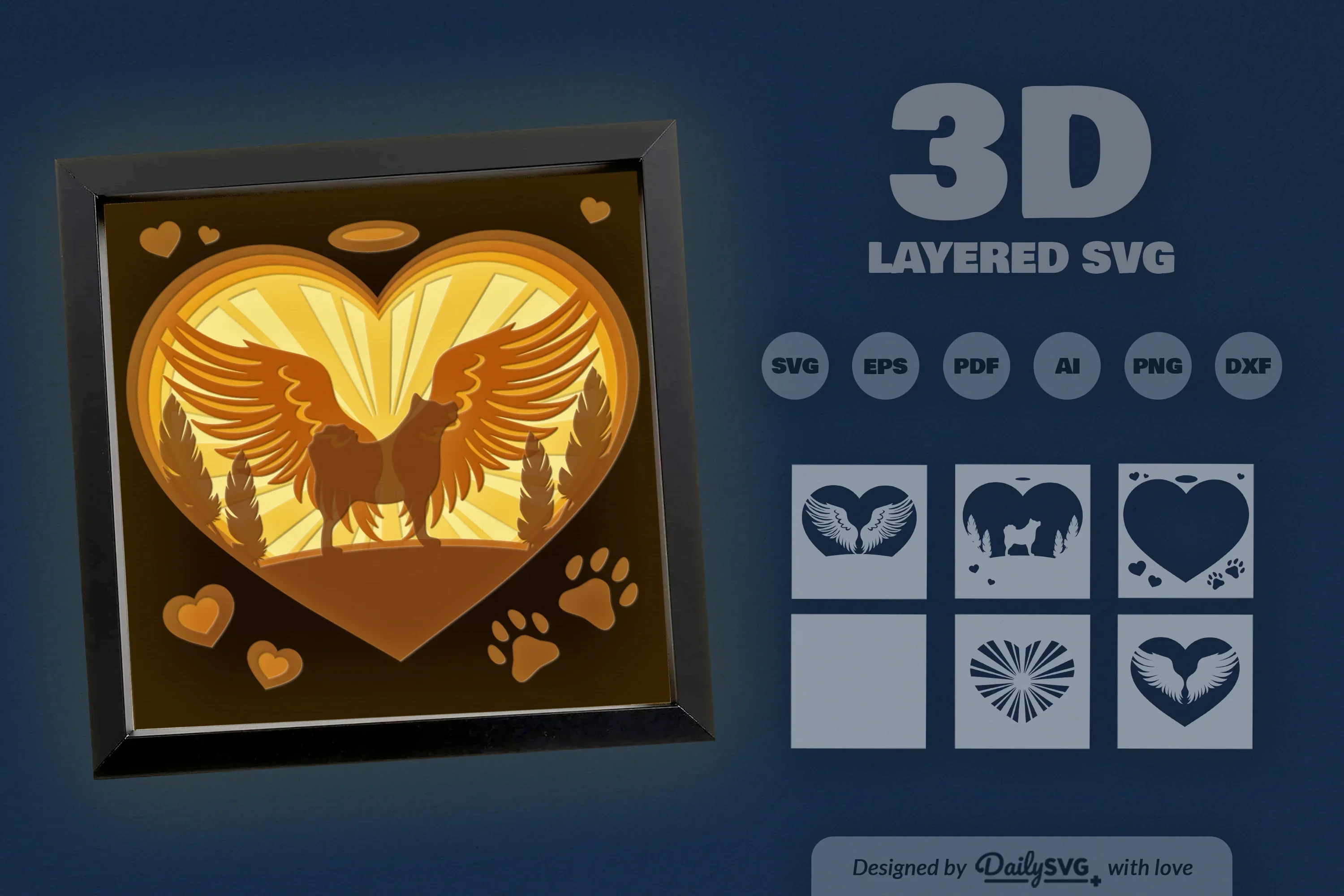 Shiba Inu Memorial Papercut SVG Bundle - Image 3