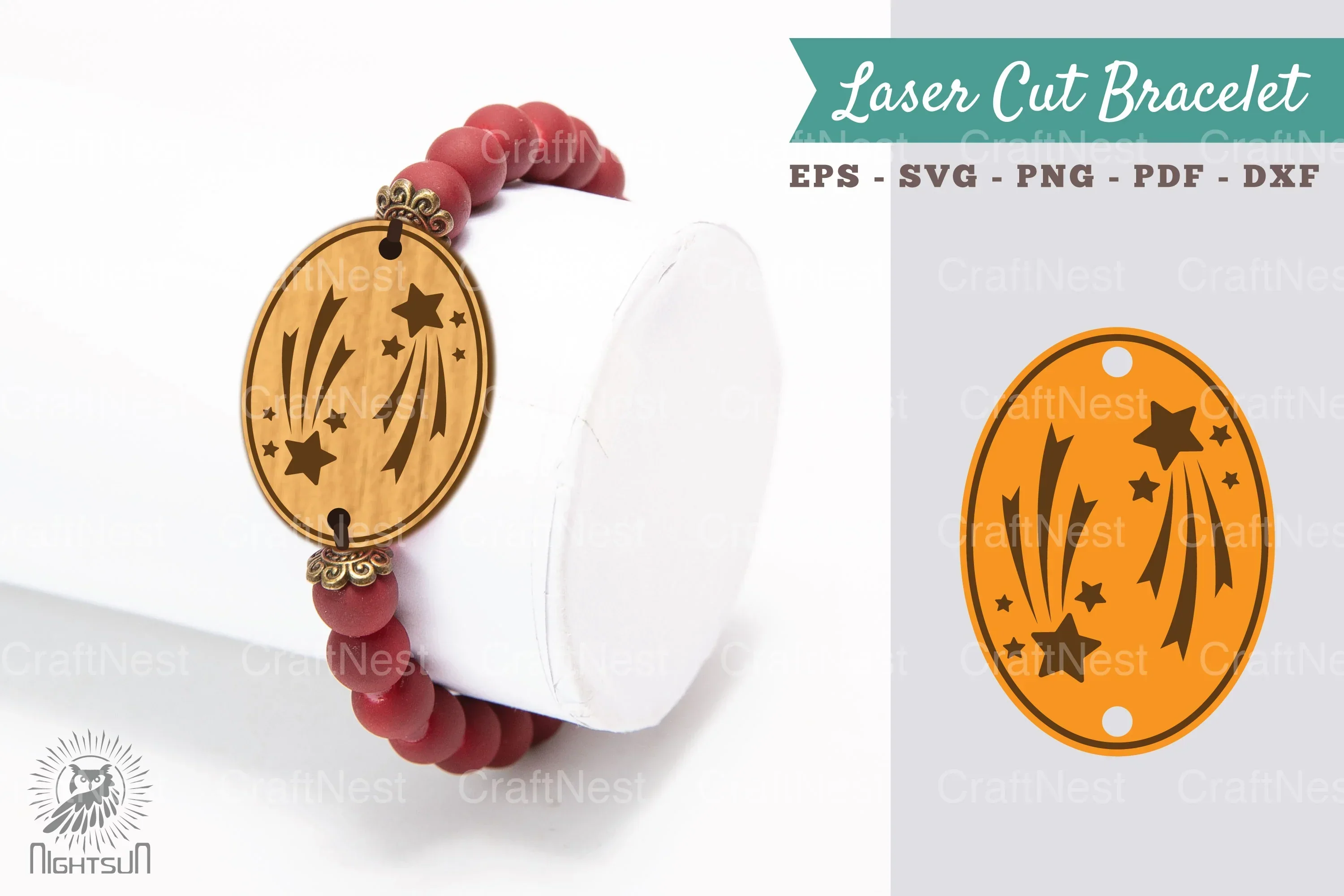 Shooting Star Laser Cut Bracelet SVG Design Bundle