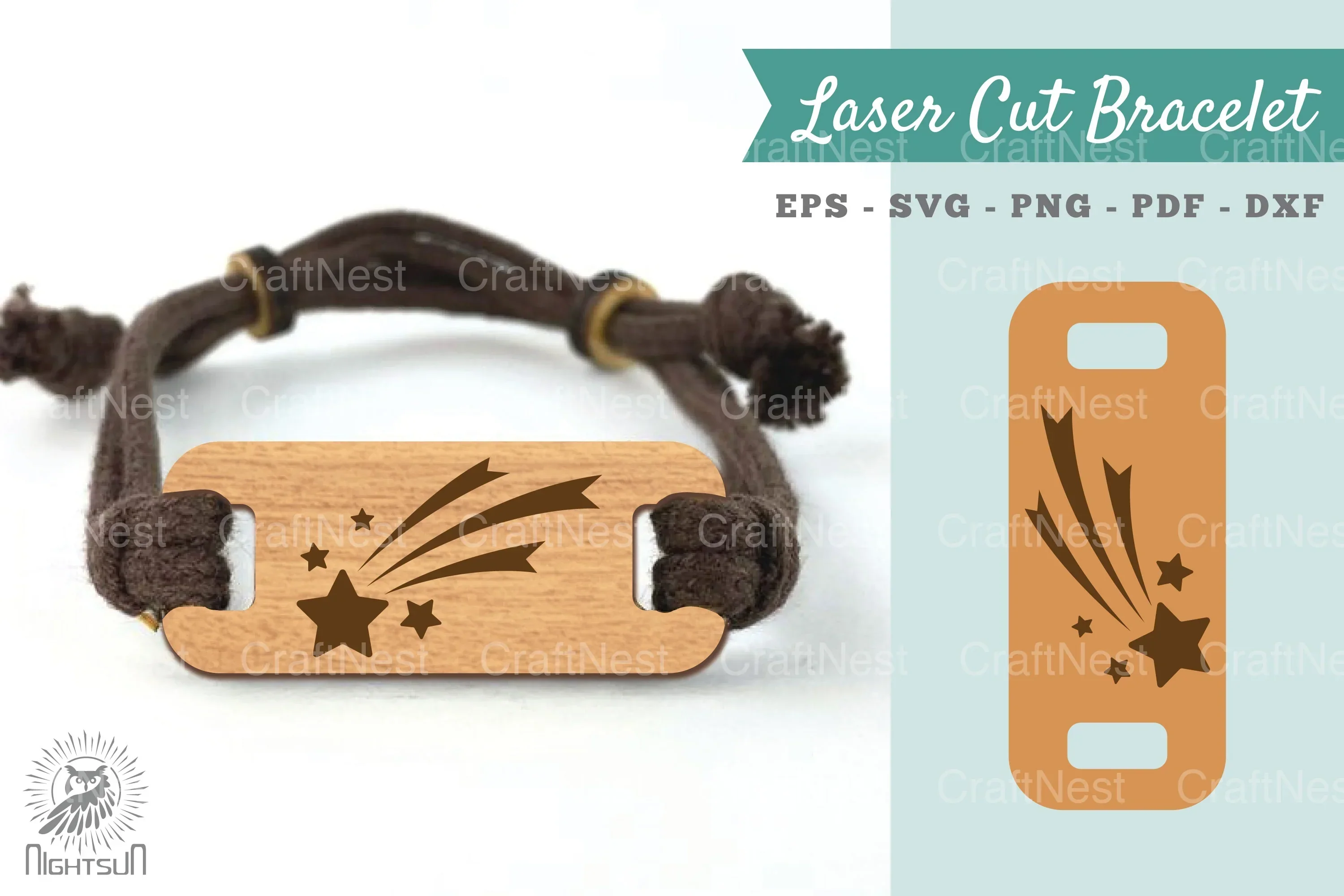 Shooting Star Laser Cut Bracelet SVG Design Bundle