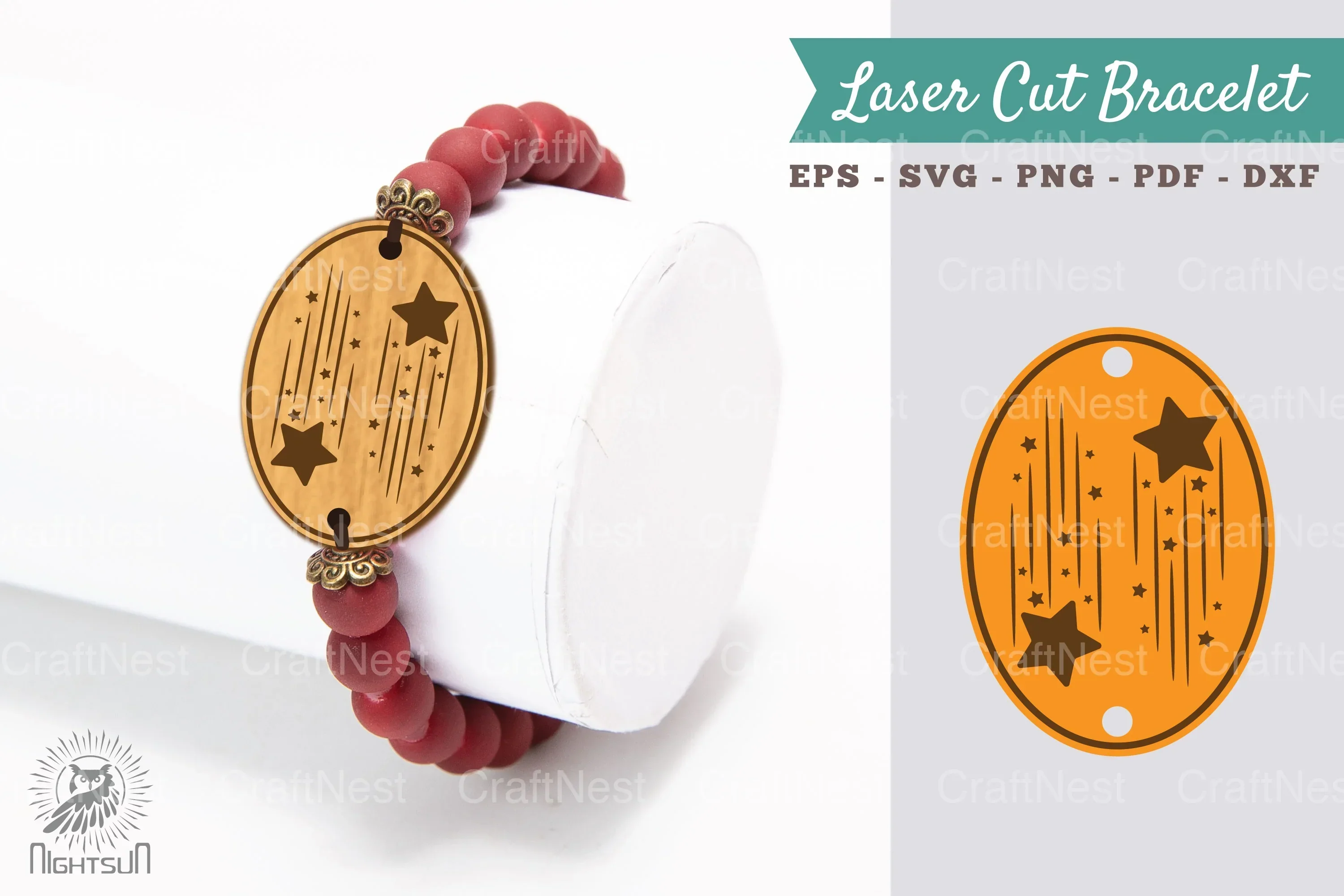 Shooting Star Laser Cut Bracelet SVG Design Bundle