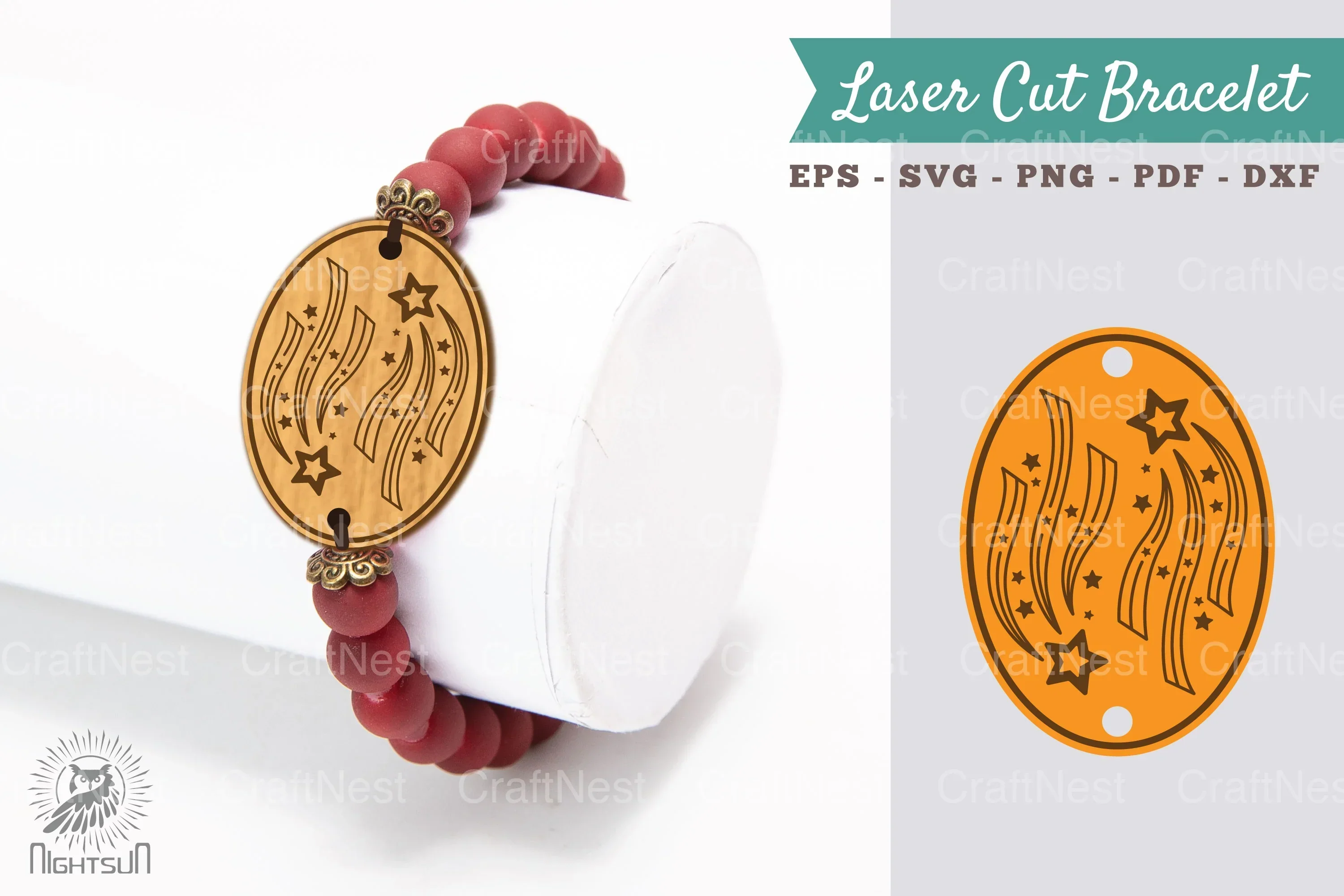 Shooting Star Laser Cut Bracelet SVG Design Bundle