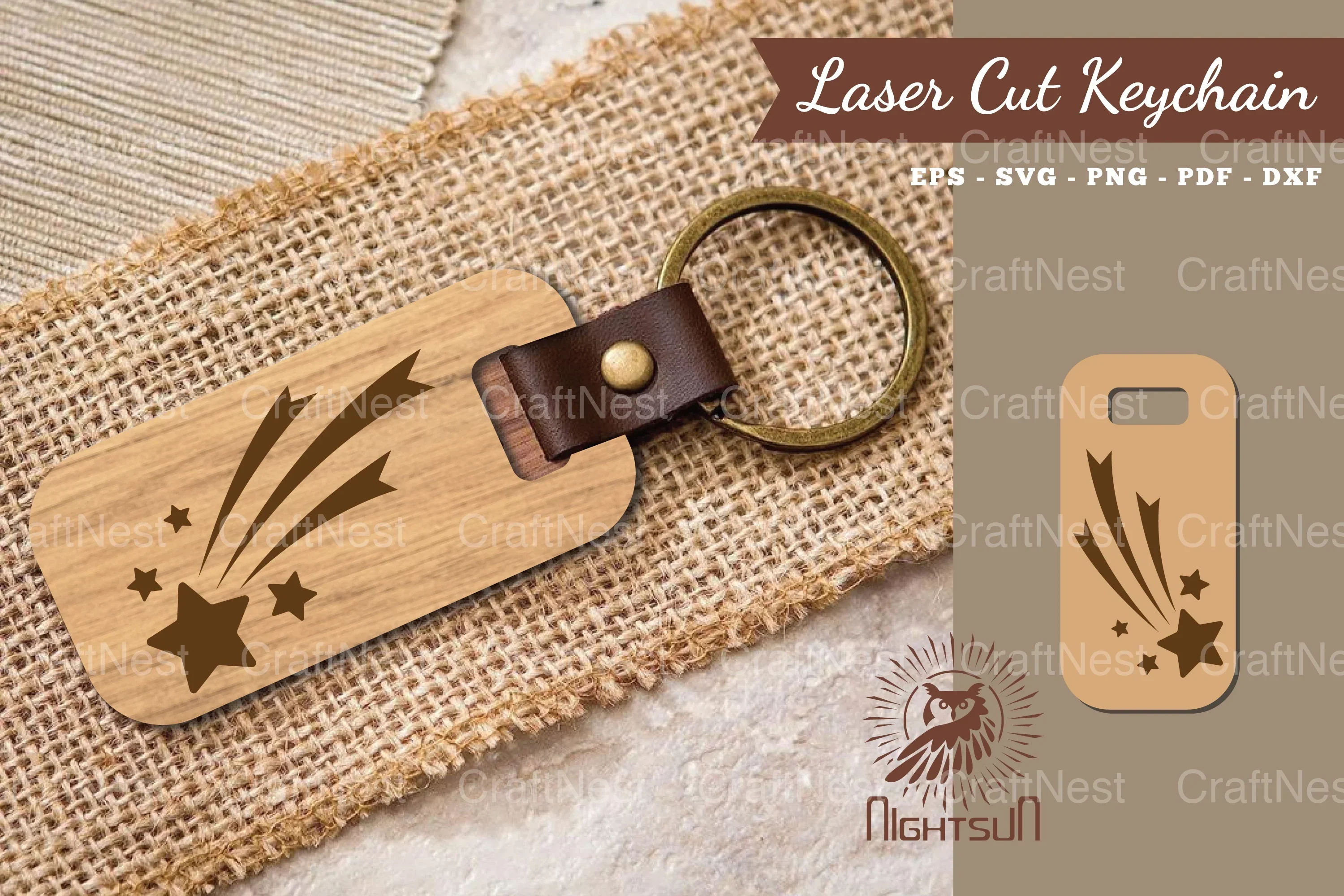 Shooting Stars Laser Cut Keychain Clipart Bundle