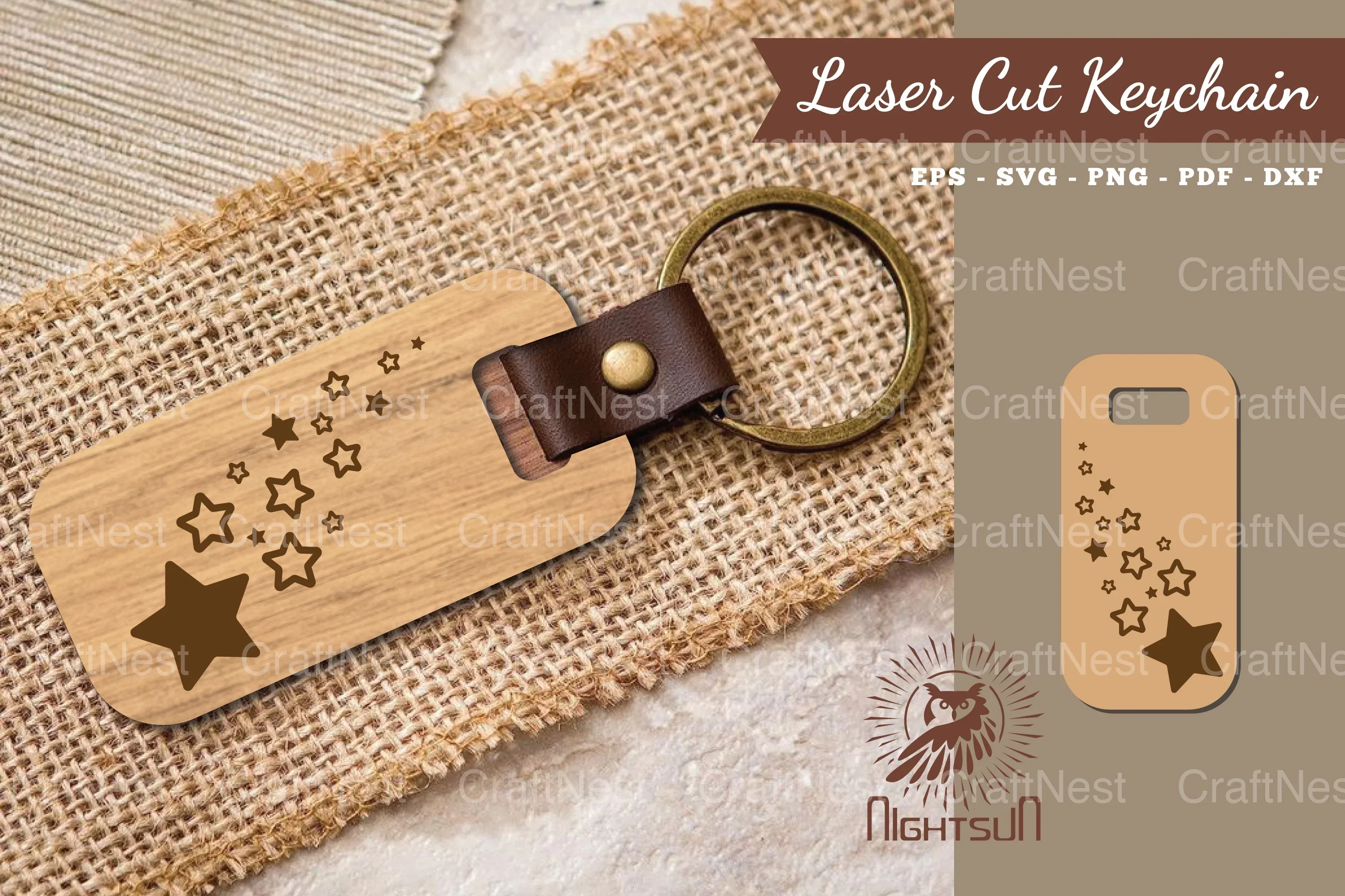 Shooting Stars Laser Cut Keychain Design Bundle