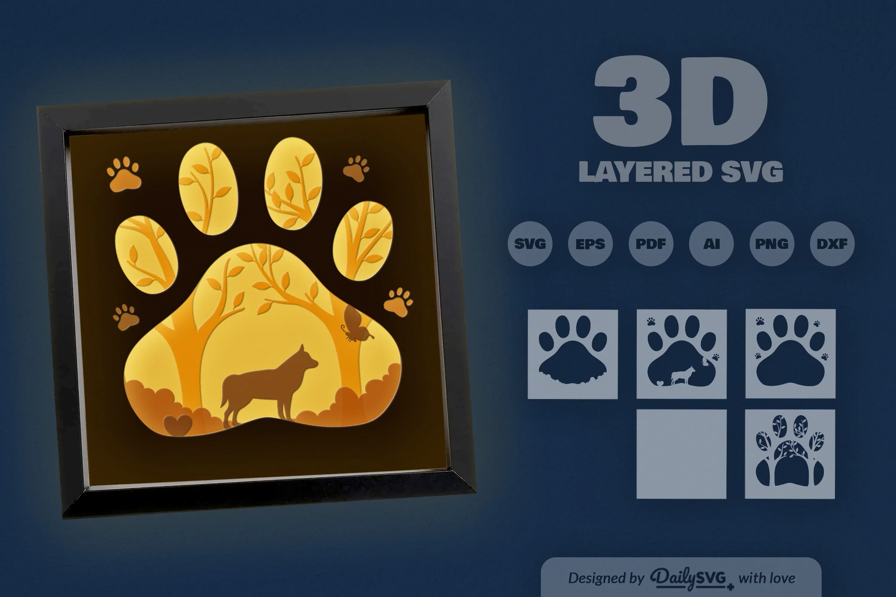 Siberian Husky Papercut SVG Bundle - Image 2