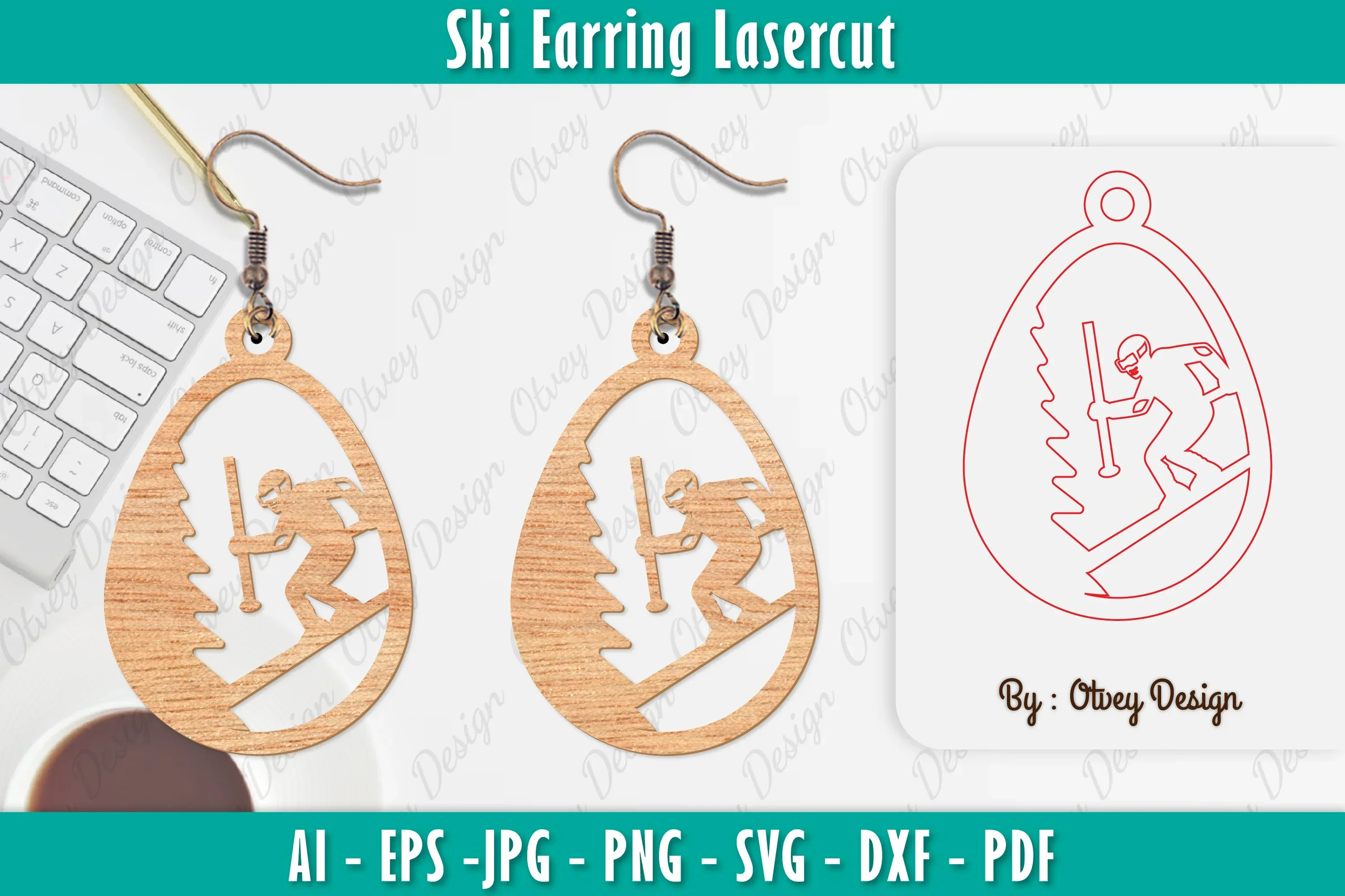 Ski Earring Laser Cut SVG Bundle