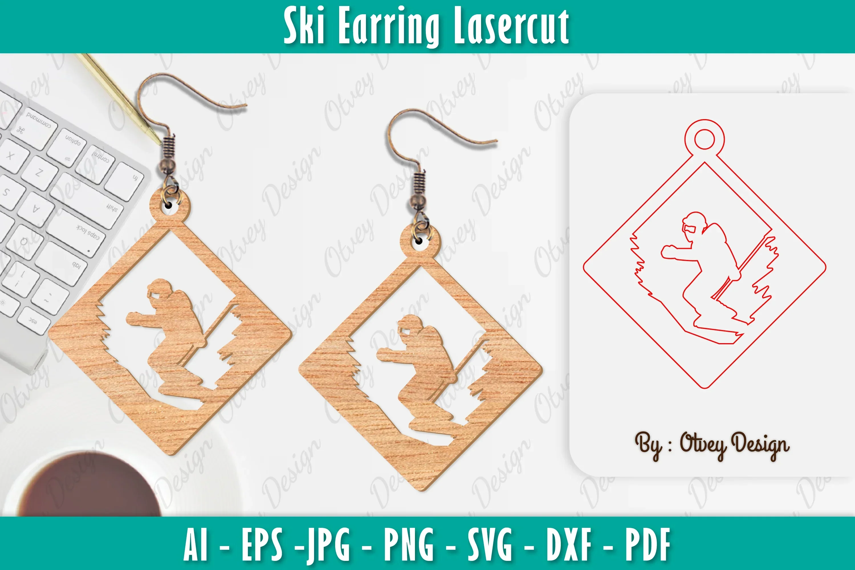 Ski Earring Laser Cut SVG Bundle